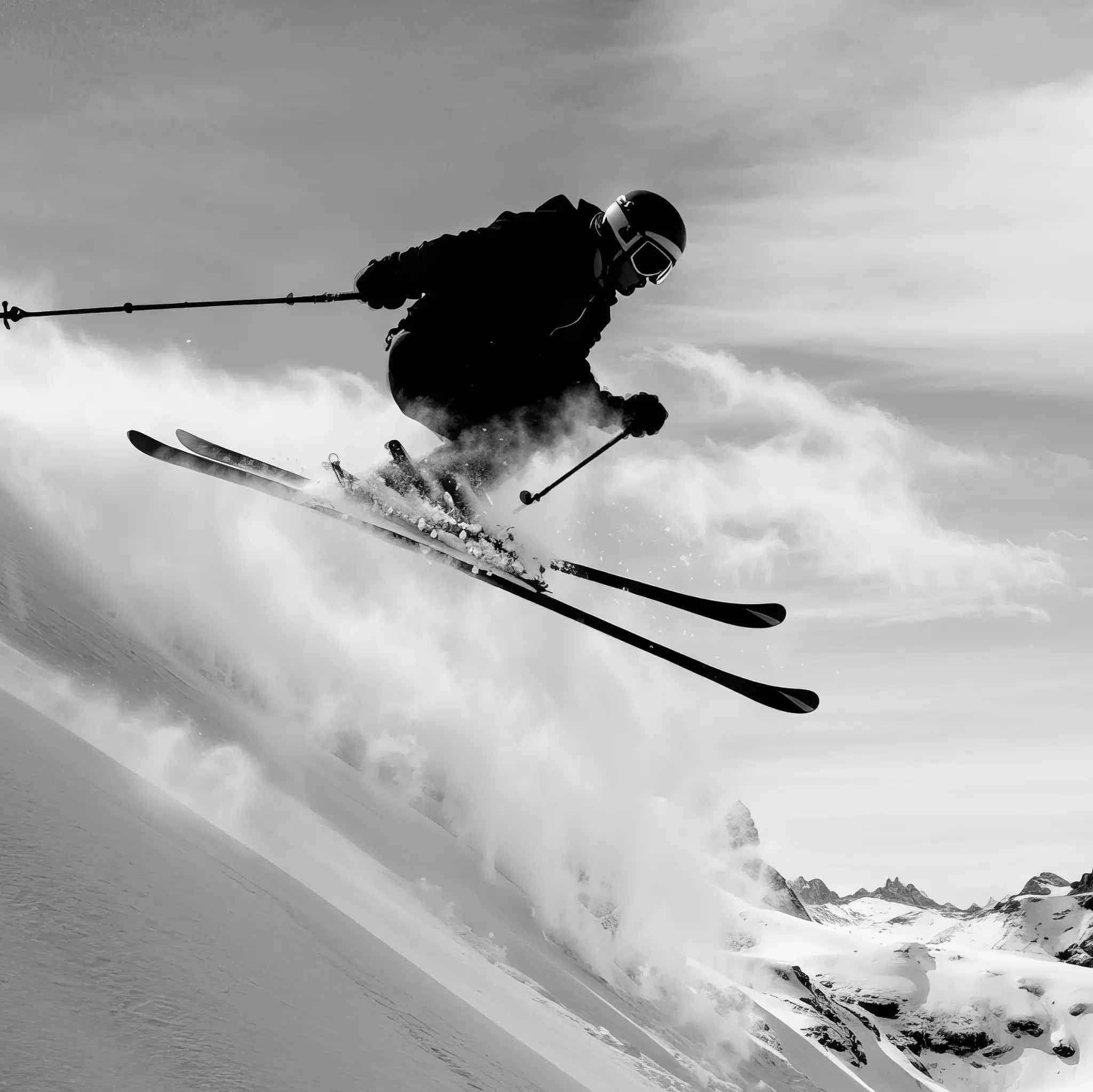 Vintage Skier Jumping with Matterhorn - Vintage Skier Wall Art for Alpine Mastery