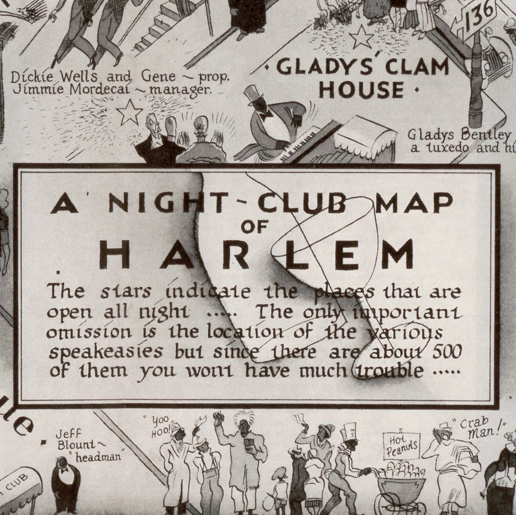Harlem Nightclub Map 1932 - Vintage Jazz Age Entertainment Guide