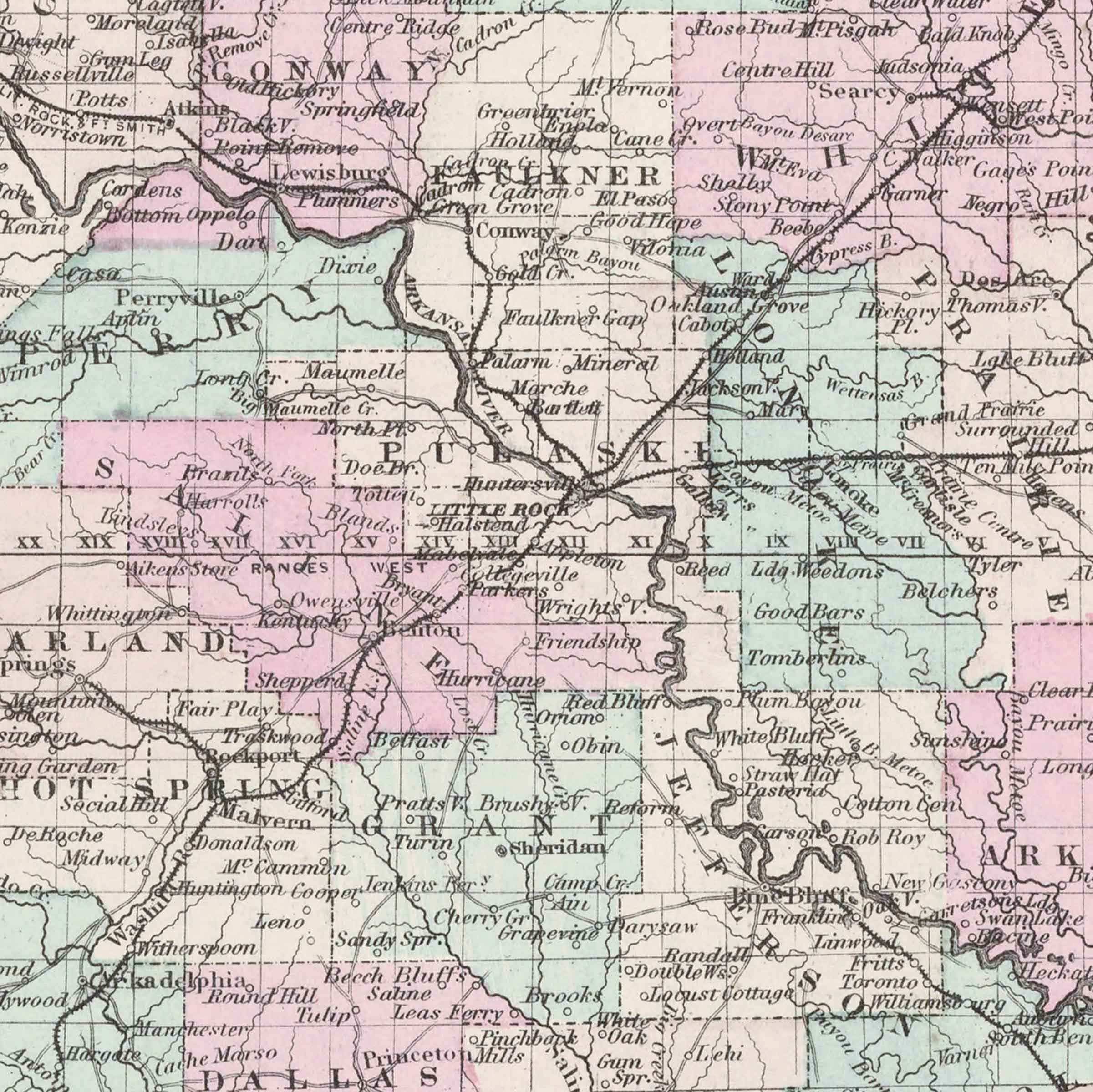 Colton’s 1855 Arkansas Map – Restored Vintage Classic