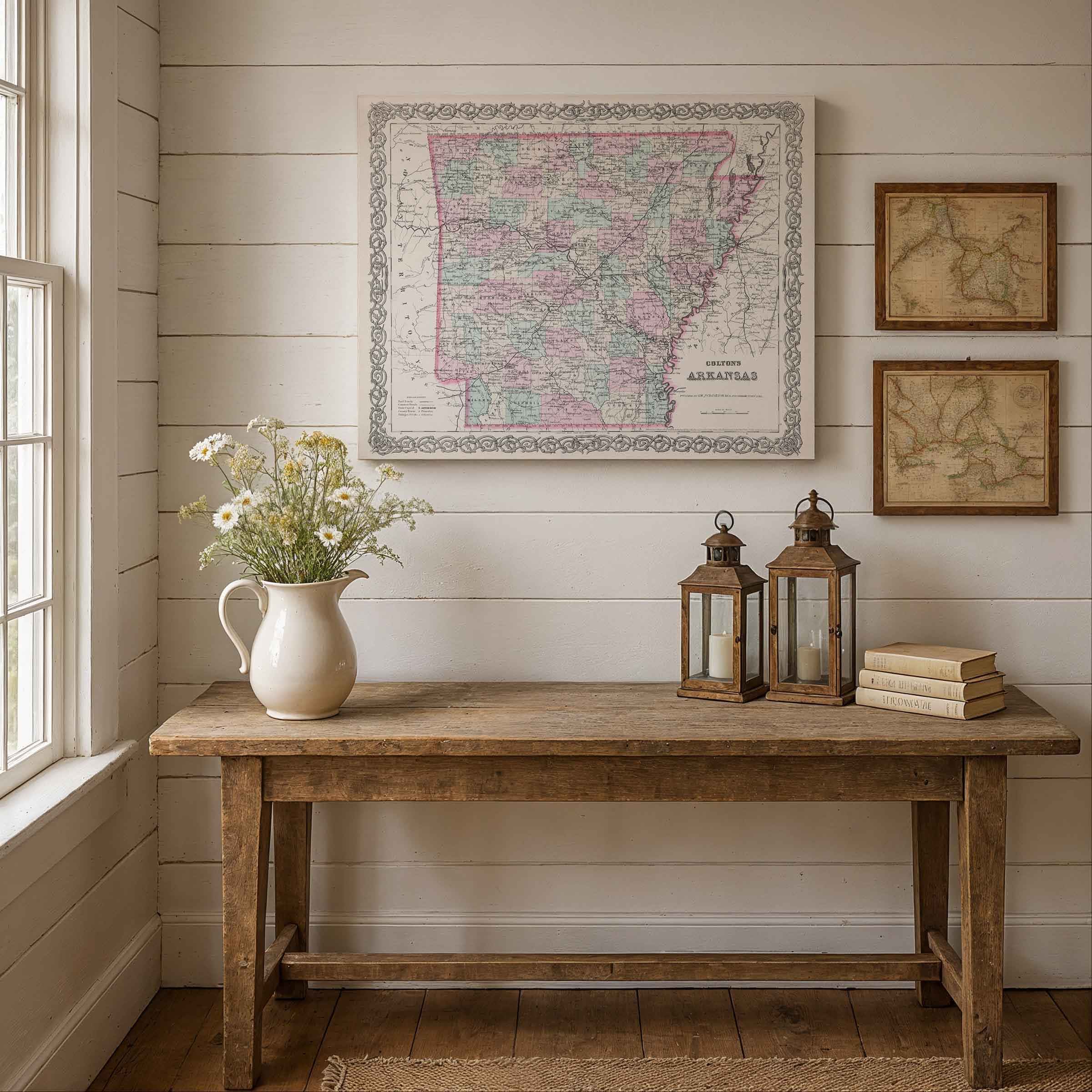 Colton’s 1855 Arkansas Map – Restored Vintage Classic