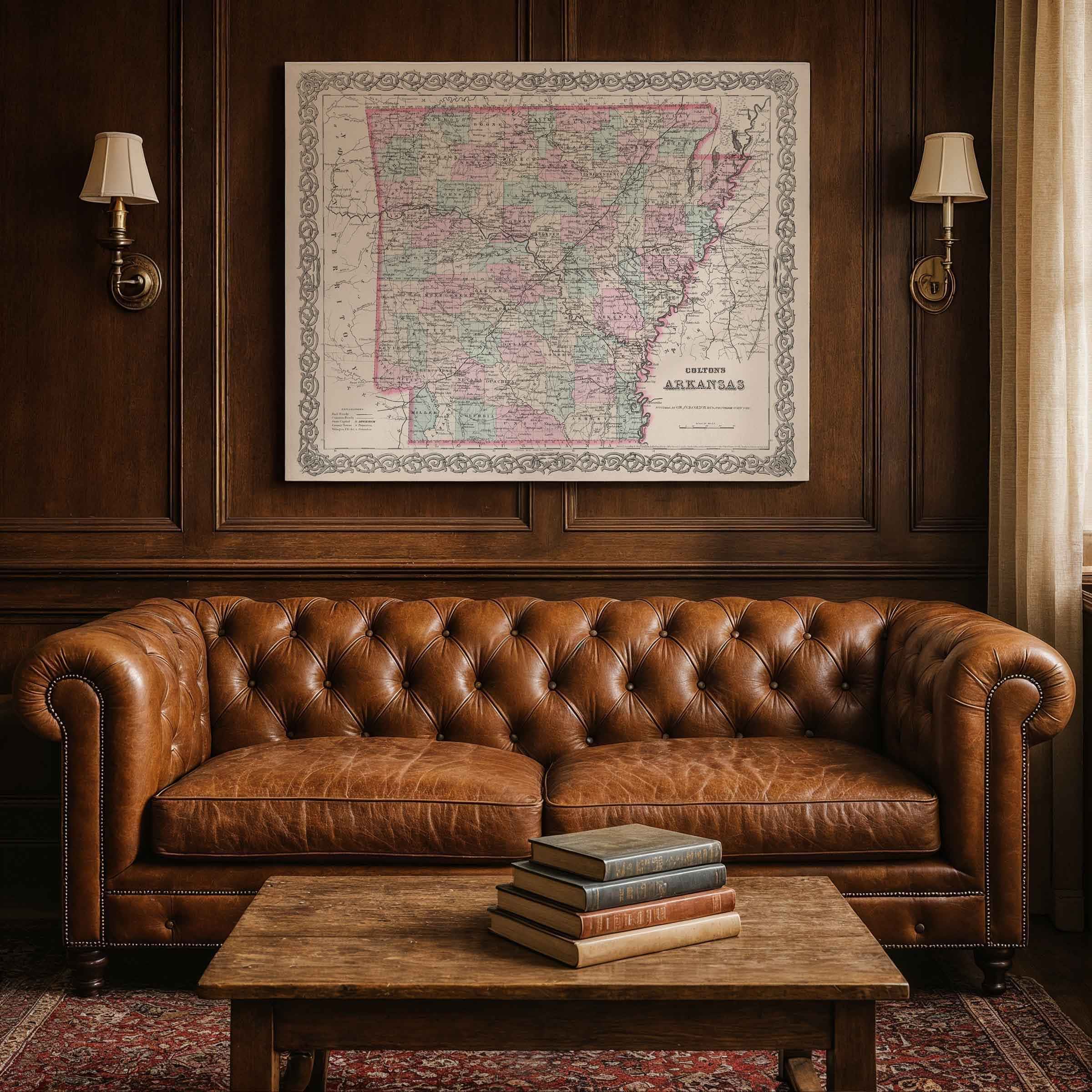 Colton’s 1855 Arkansas Map – Restored Vintage Classic