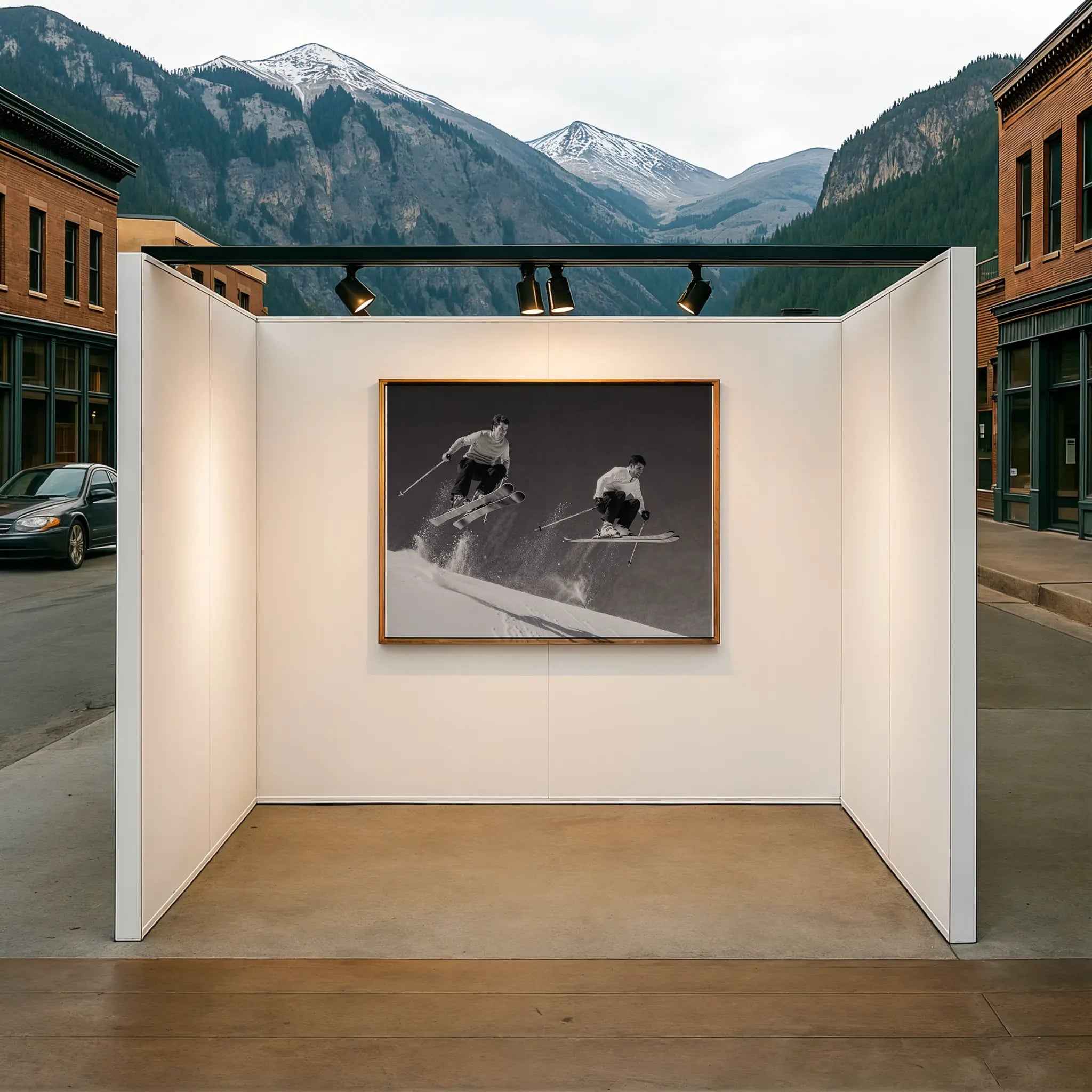 Dynamic Skiing Jump Action - Vintage Skiing Photography for Modern Winter Sports