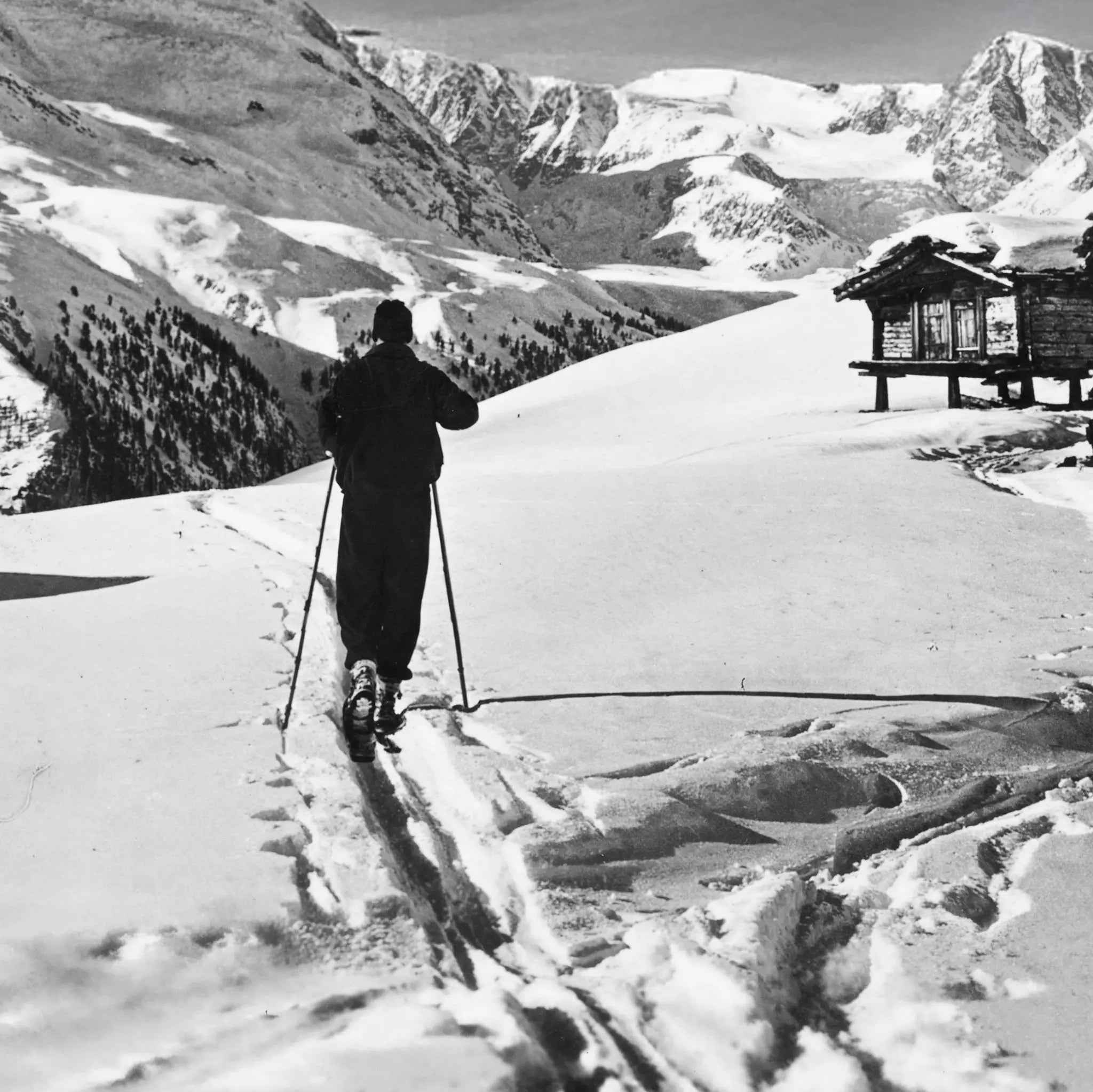 Vintage Matterhorn Skier Photo - Classic Swiss Alpine Artwork