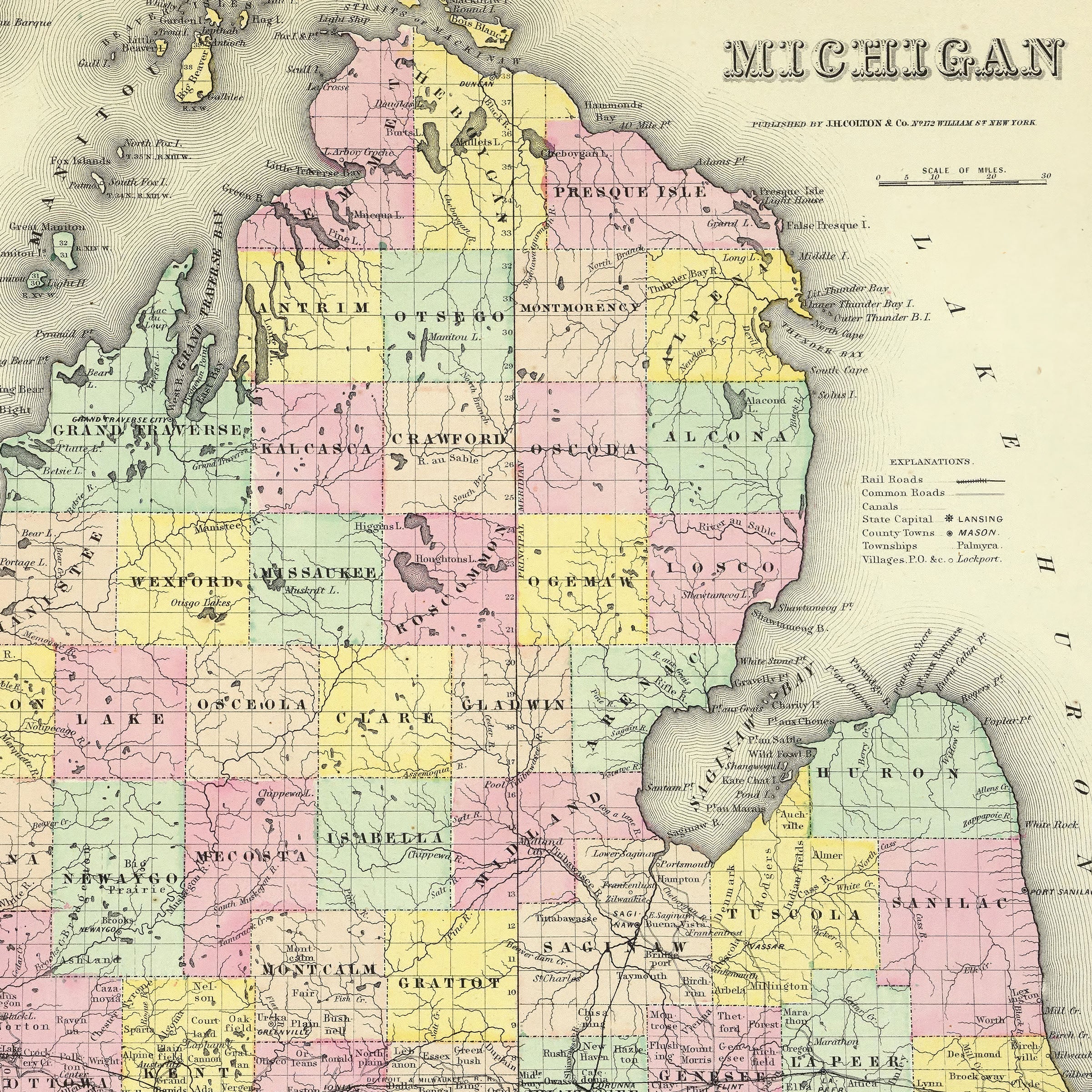 Michigan Map - Vintage State Map by Colton Image 2