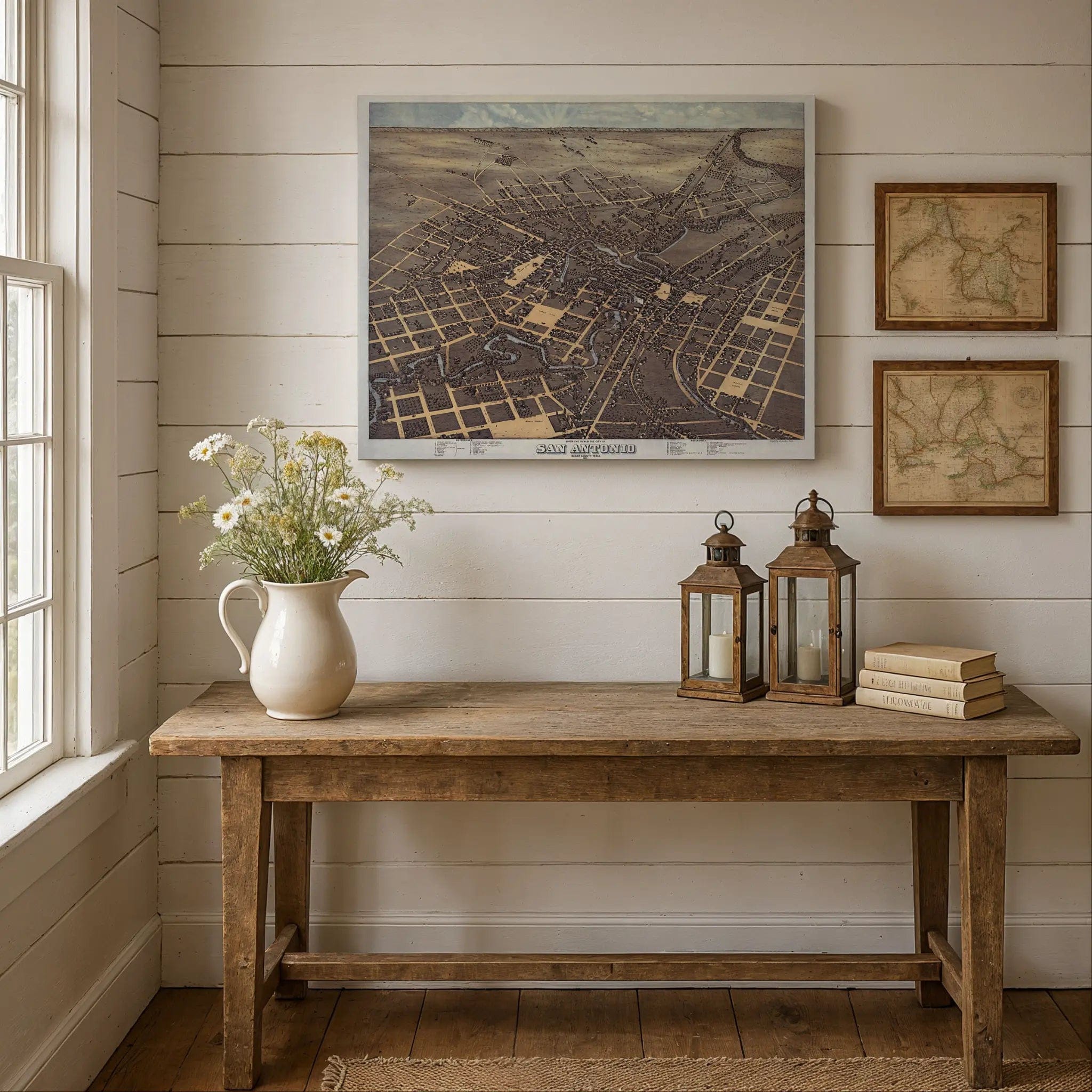 San Antonio Vintage Map - Authentic 1873 Historical City Bird's-Eye View - Archive Prints