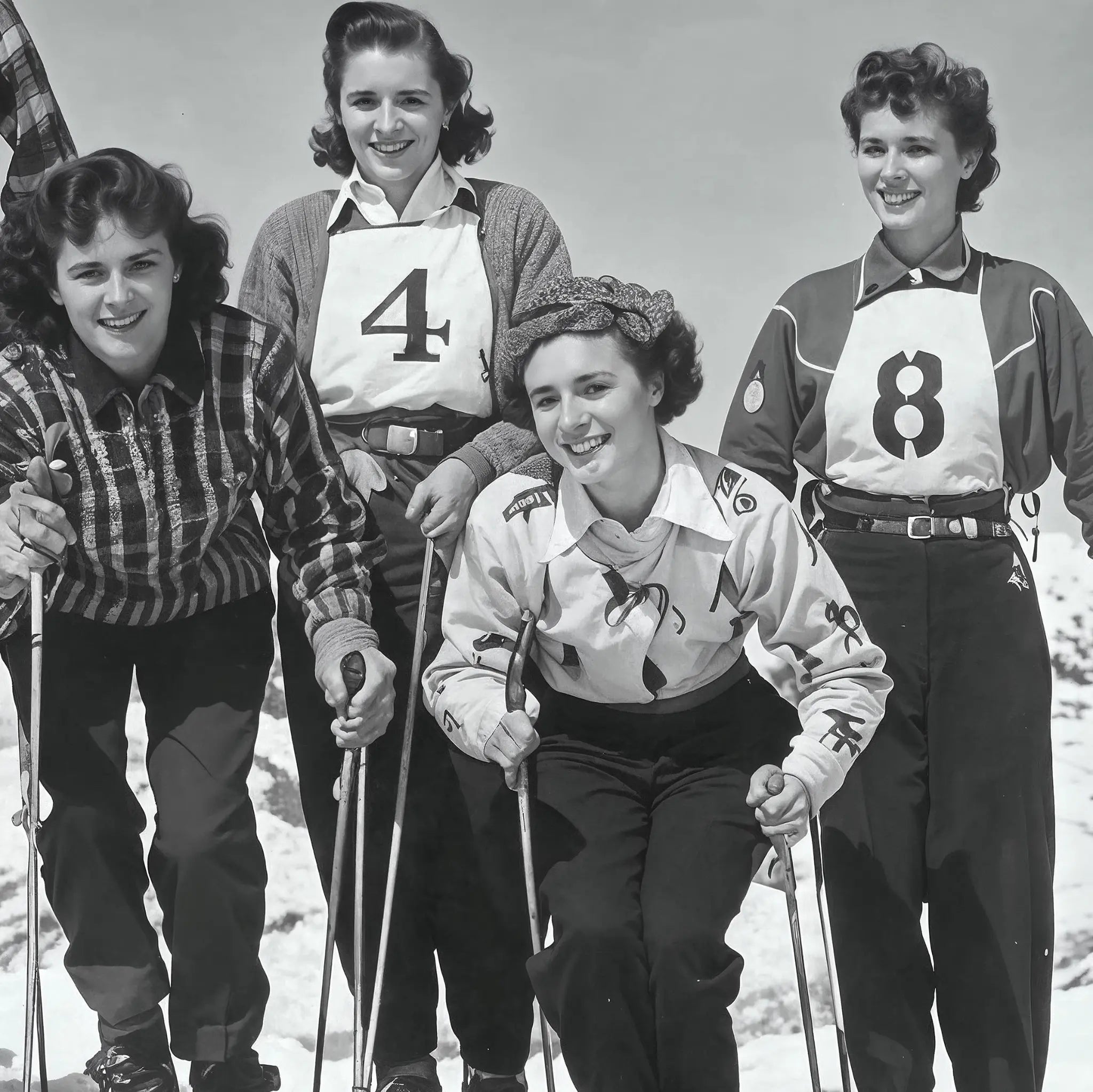 Vintage Skiing Women Detail View