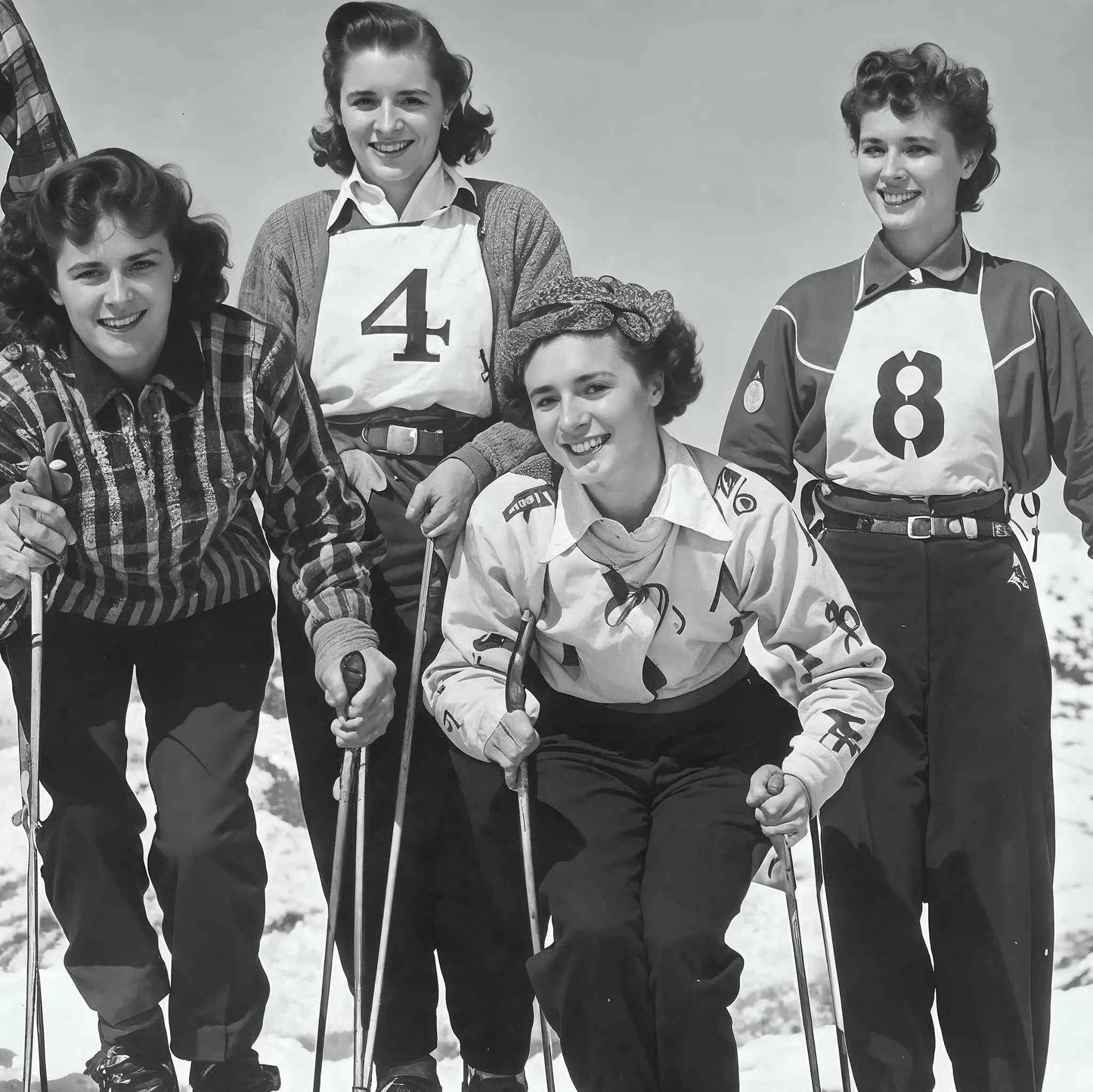 Vintage Skiing Women Competition - Historic Winter Sports Photograph