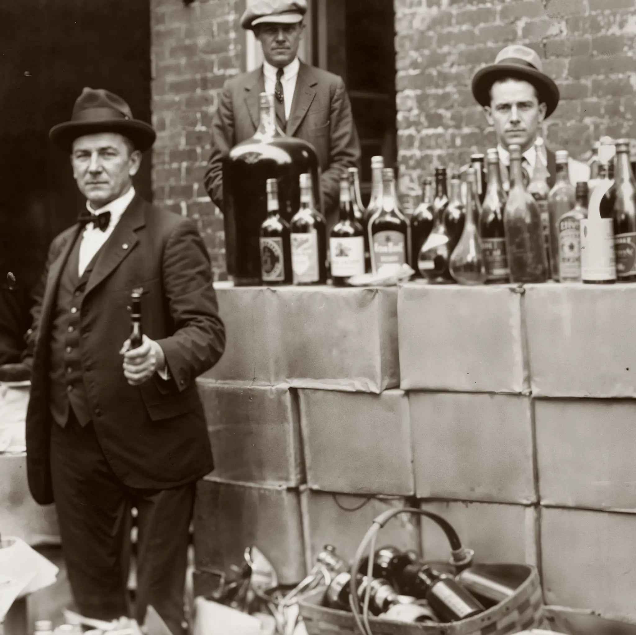 Prohibition Liquor Seizure - Federal Agents with Confiscated Evidence