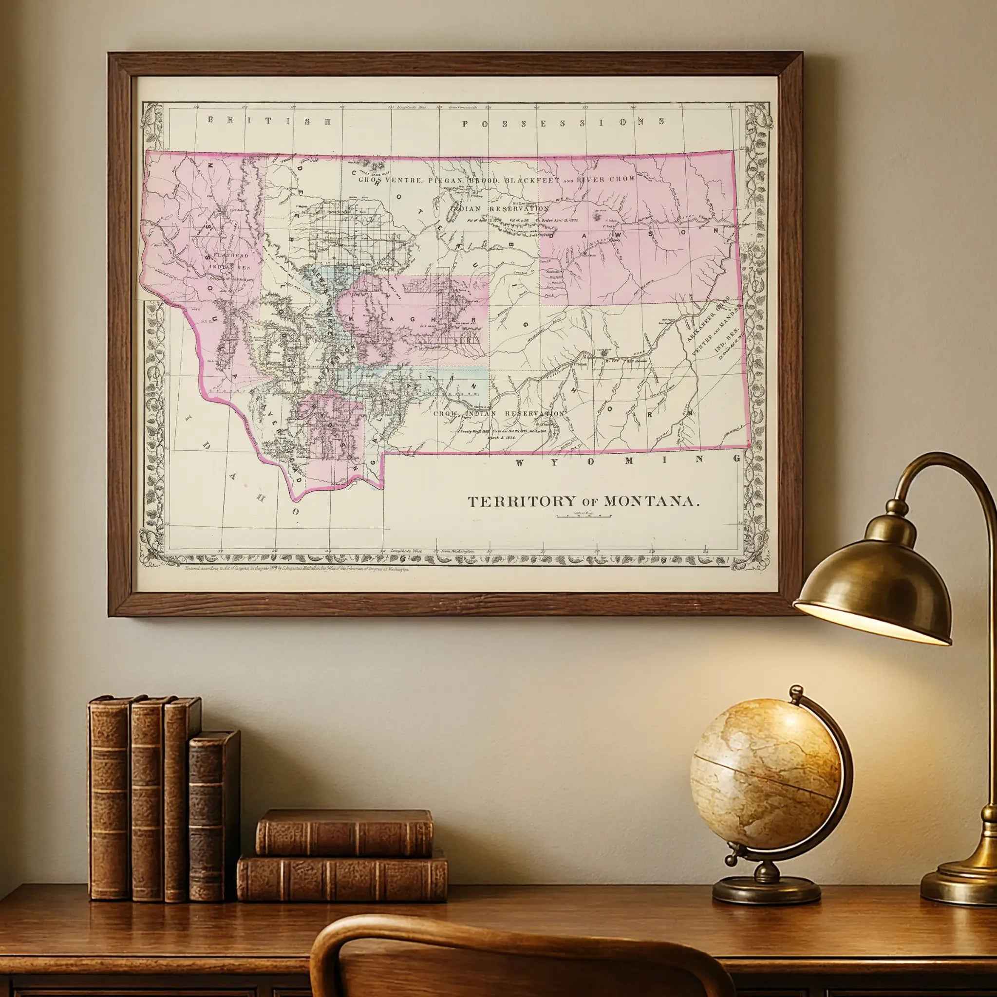 Montana Map - Vintage 1879 Historical Montana Territory Map