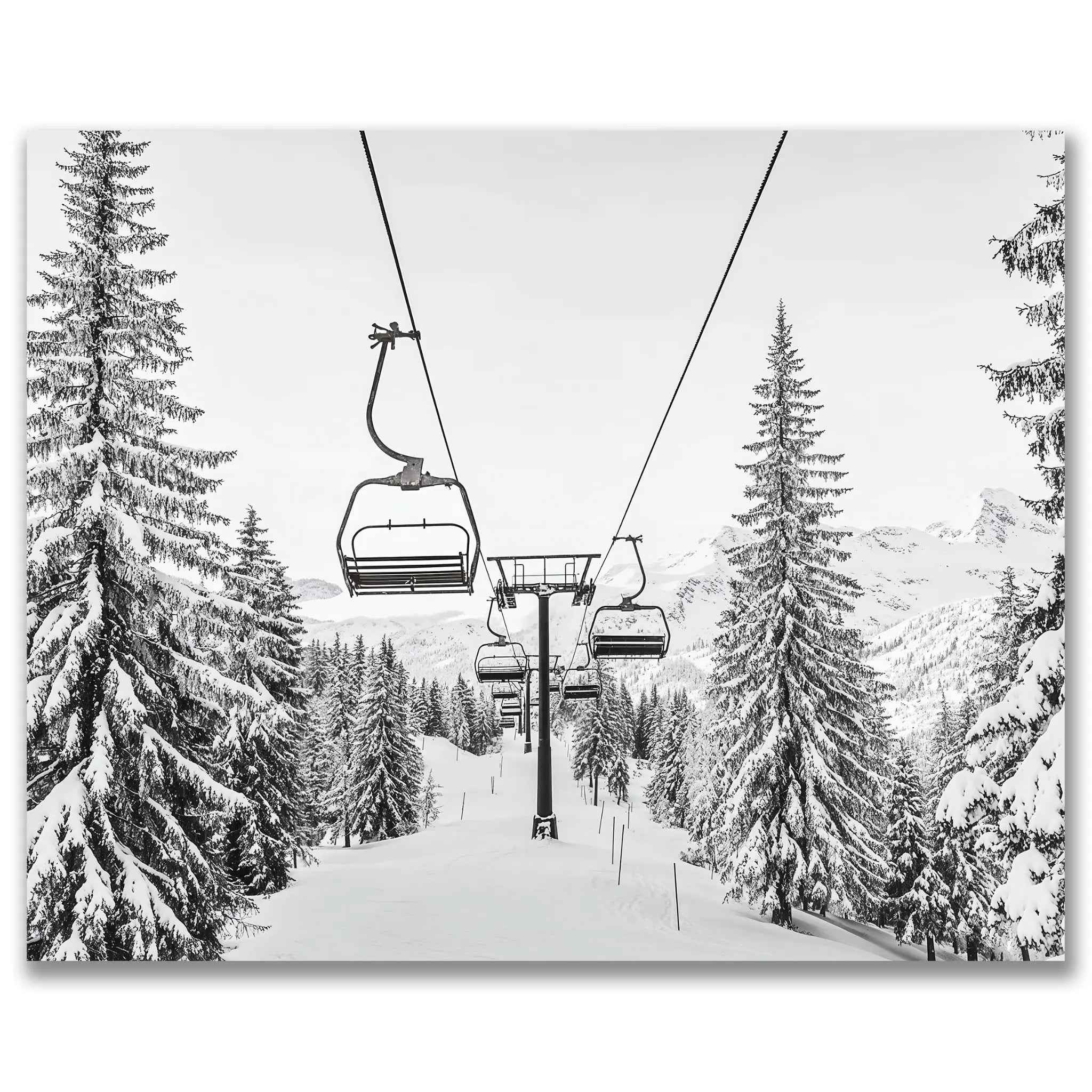 Vintage Ski Lift Photograph - Capturing the Alpine Chairlift Journey
