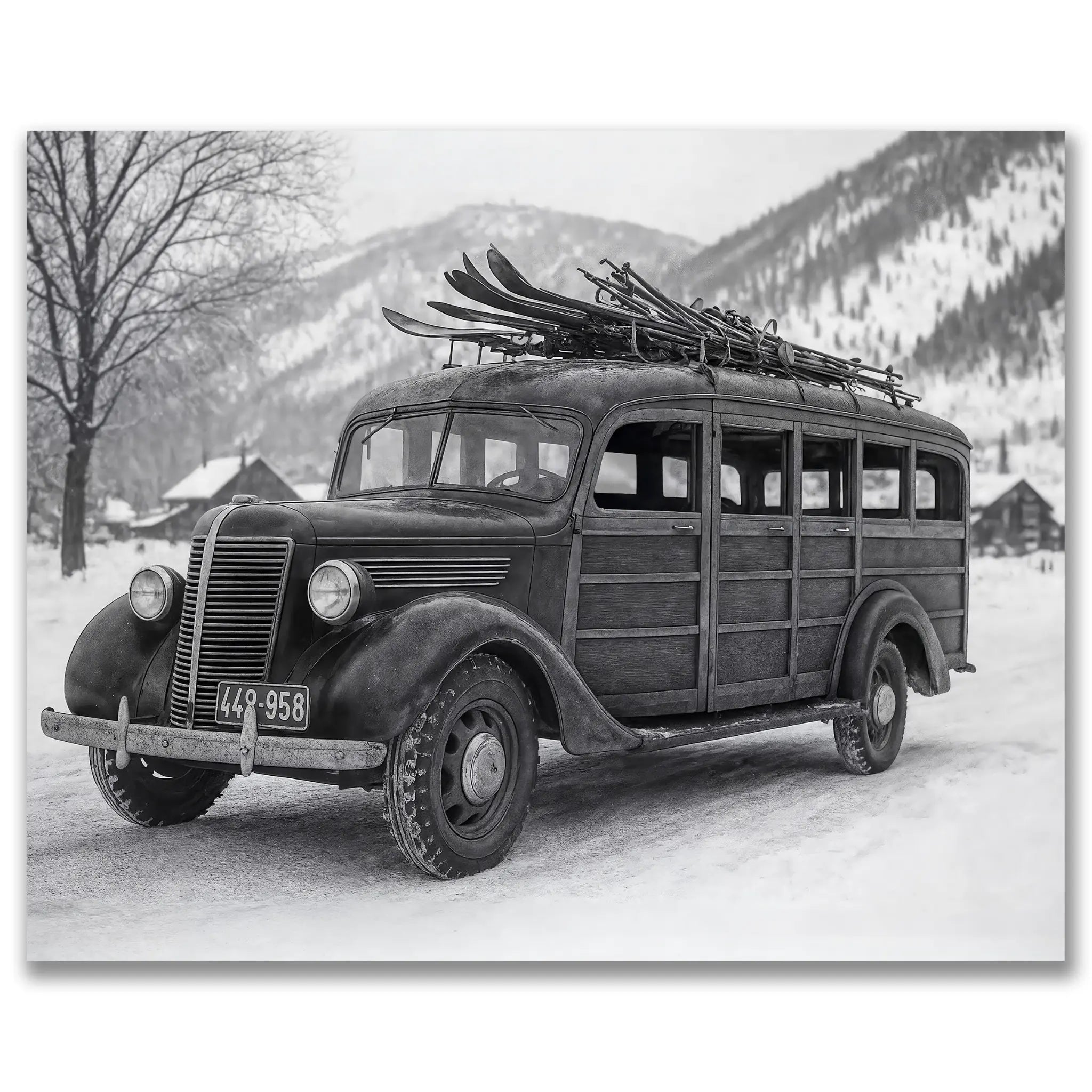 Vintage Ski Bus Photograph - Main Image