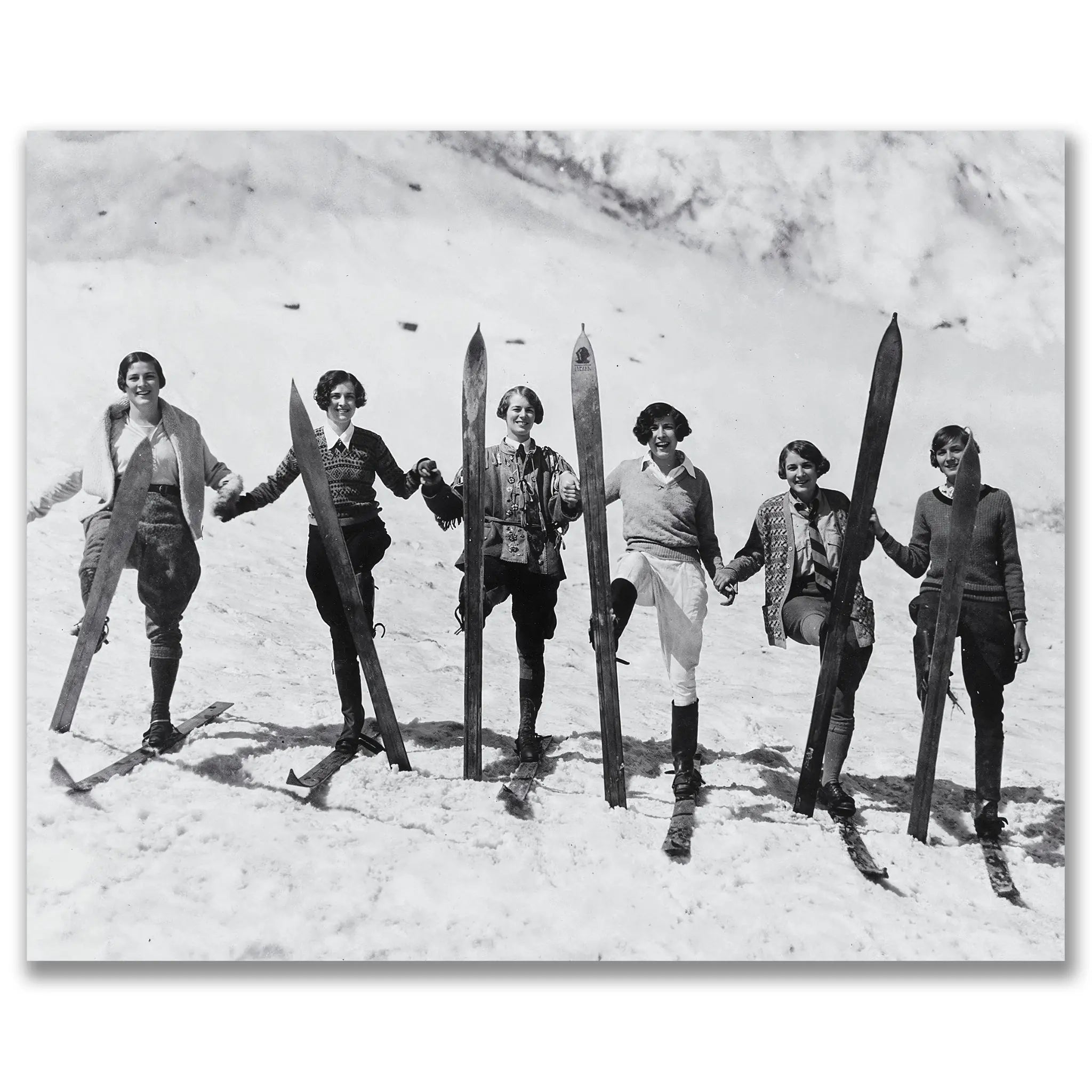 1920s Women Skiers Golden Age - Vintage Winter Sports Photography - Main Image