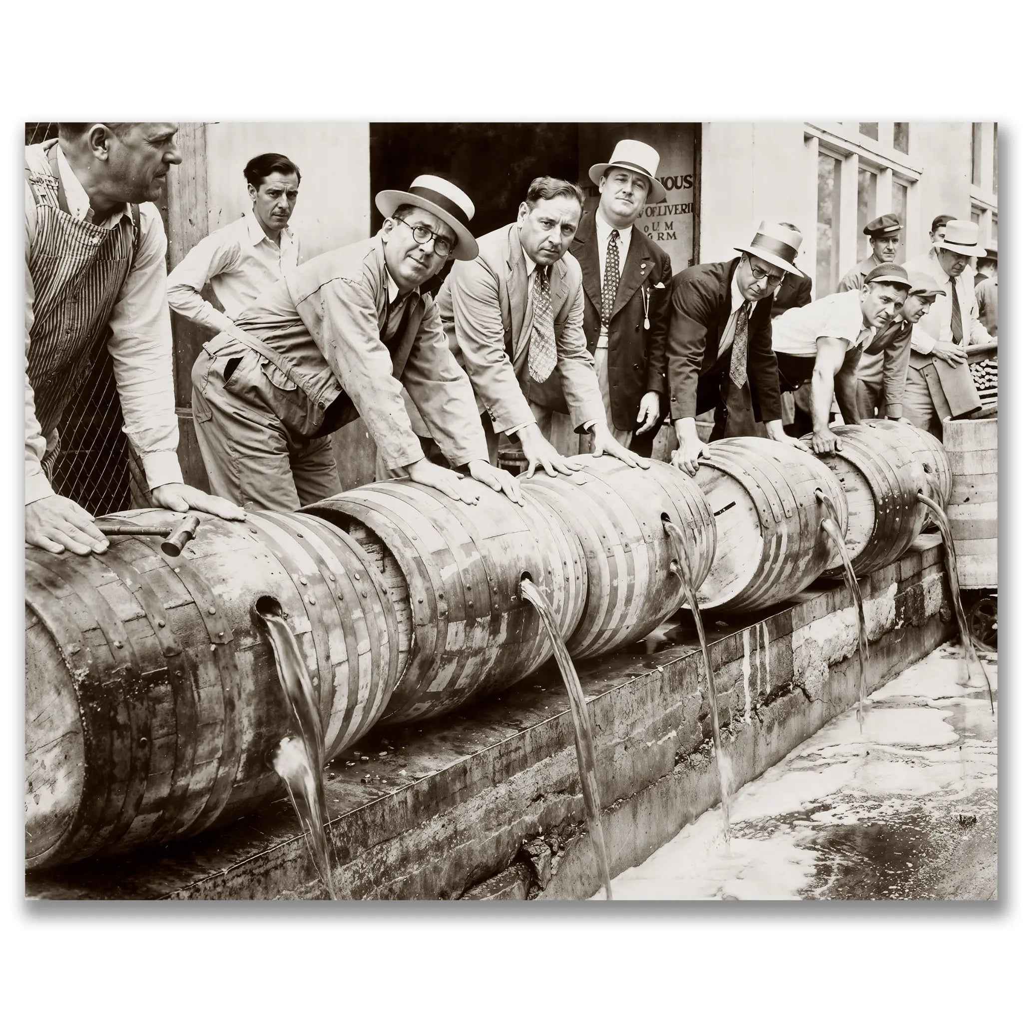 Prohibition Barrel Destruction Photograph - Historic Alcohol Seizure Art