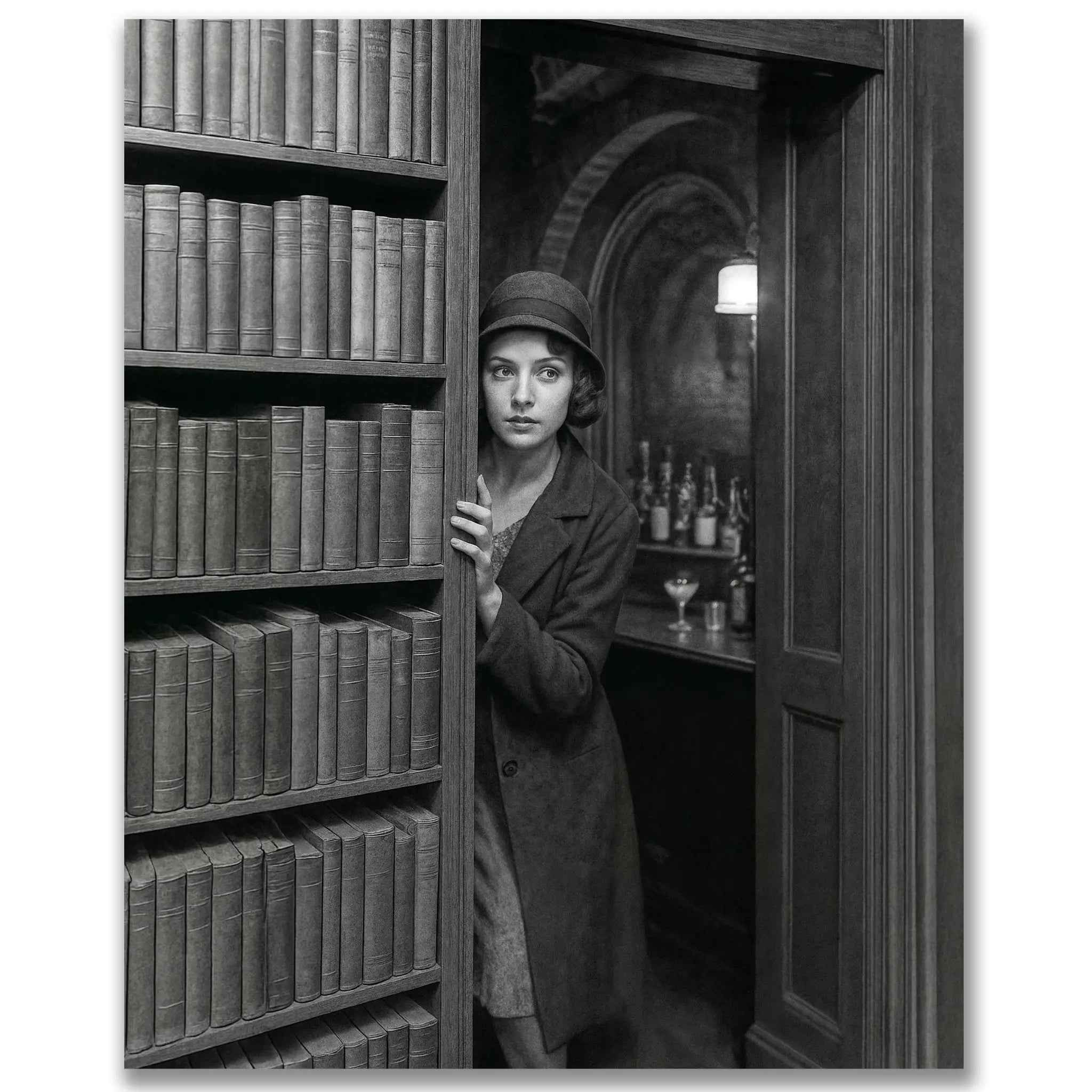 Speakeasy Hidden Door - Historic Secret Bookshelf Entrance Photograph