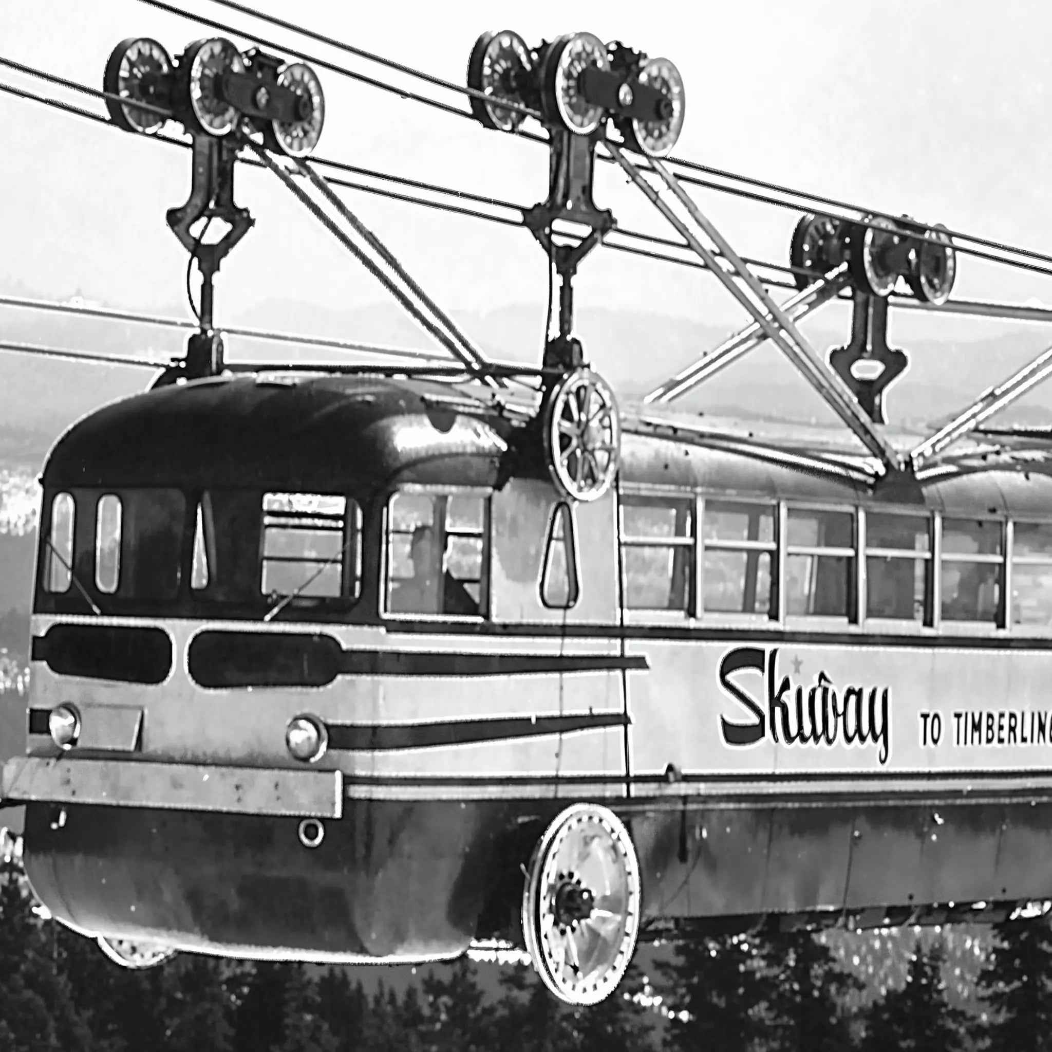 Vintage Ski Tramway Photograph - Captivating Skiway to Timberline Photo