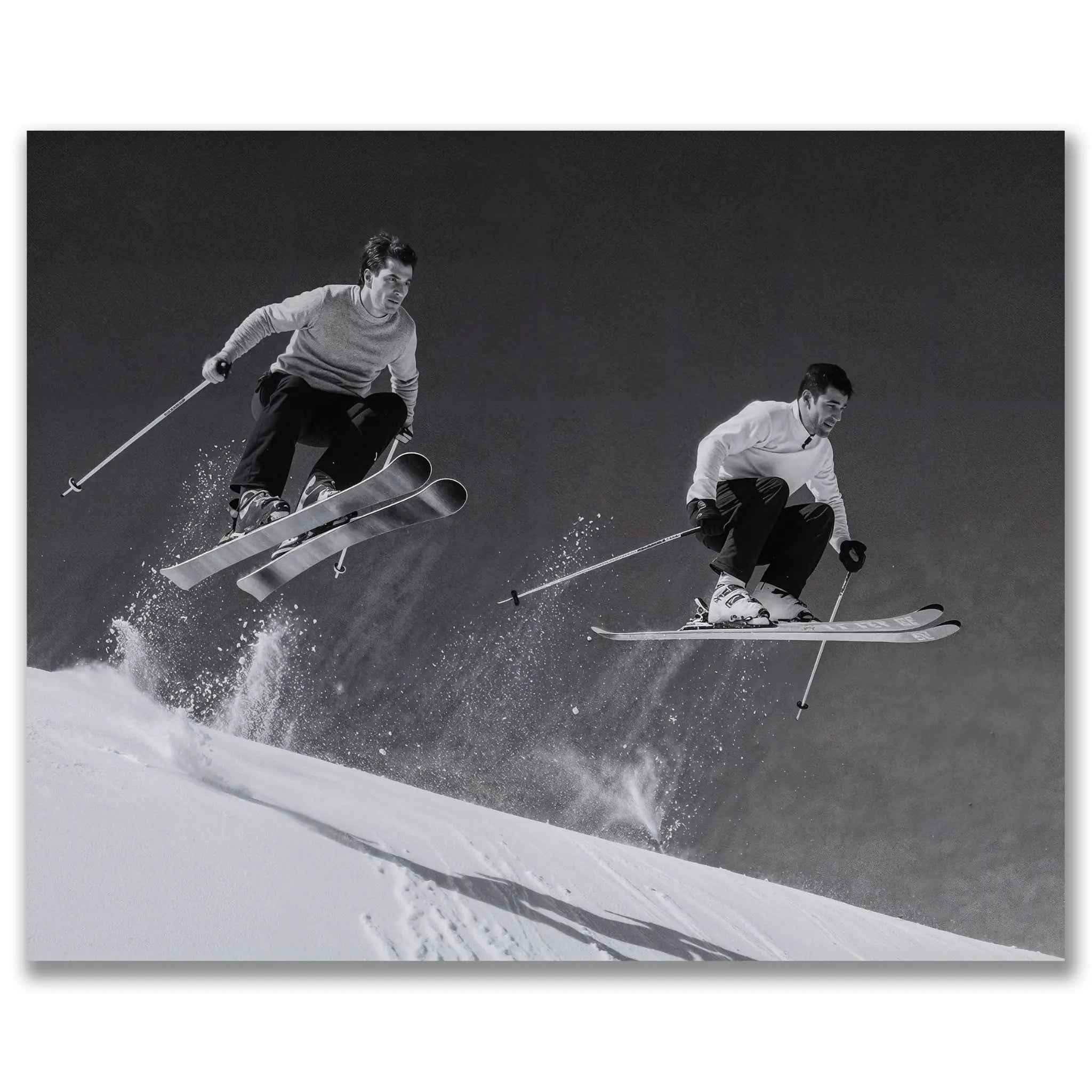 Dynamic Skiing Jump Action - Vintage Skiing Photography for Modern Winter Sports