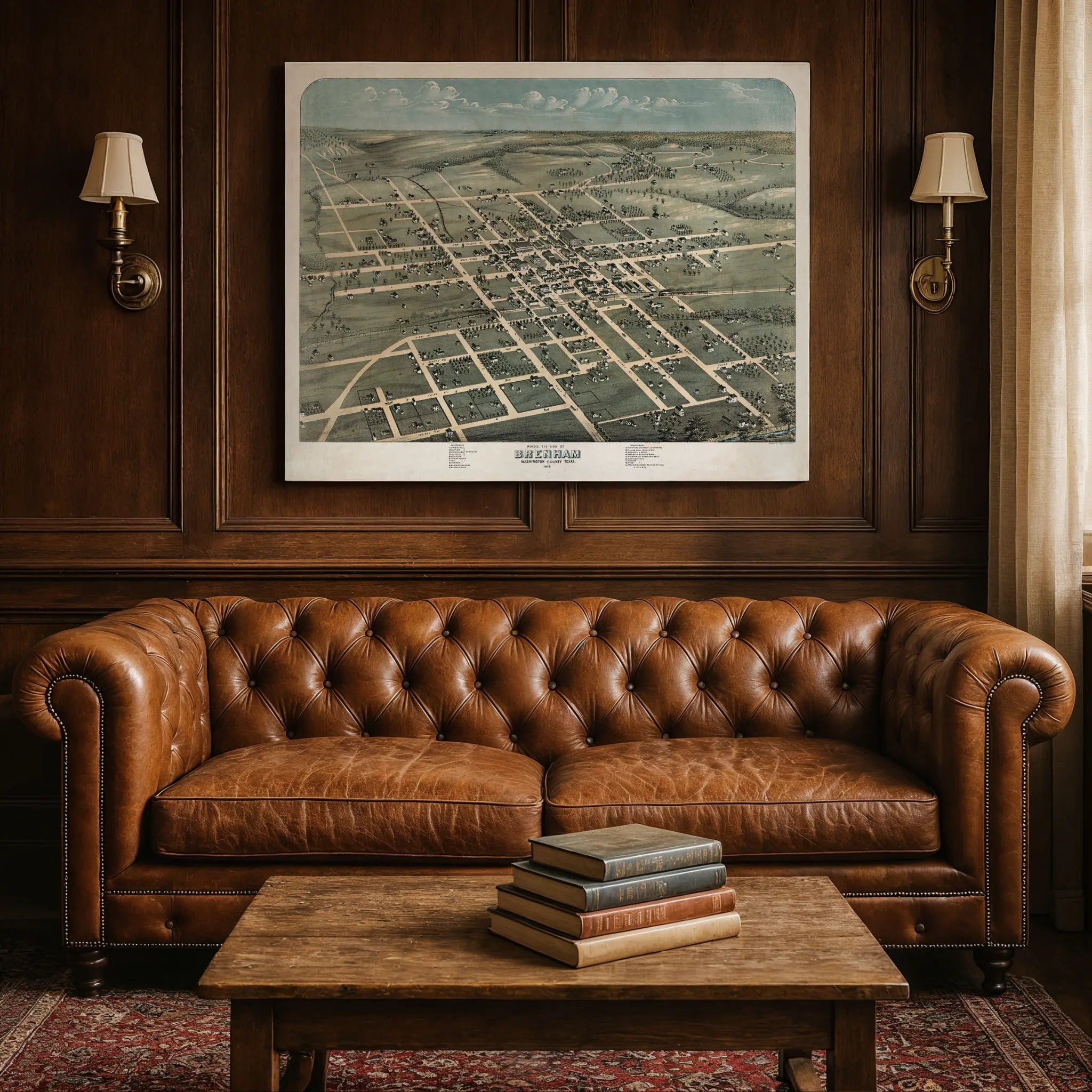 Brenham Bird's-Eye Map - Vintage 1873 Texas Historical City Map