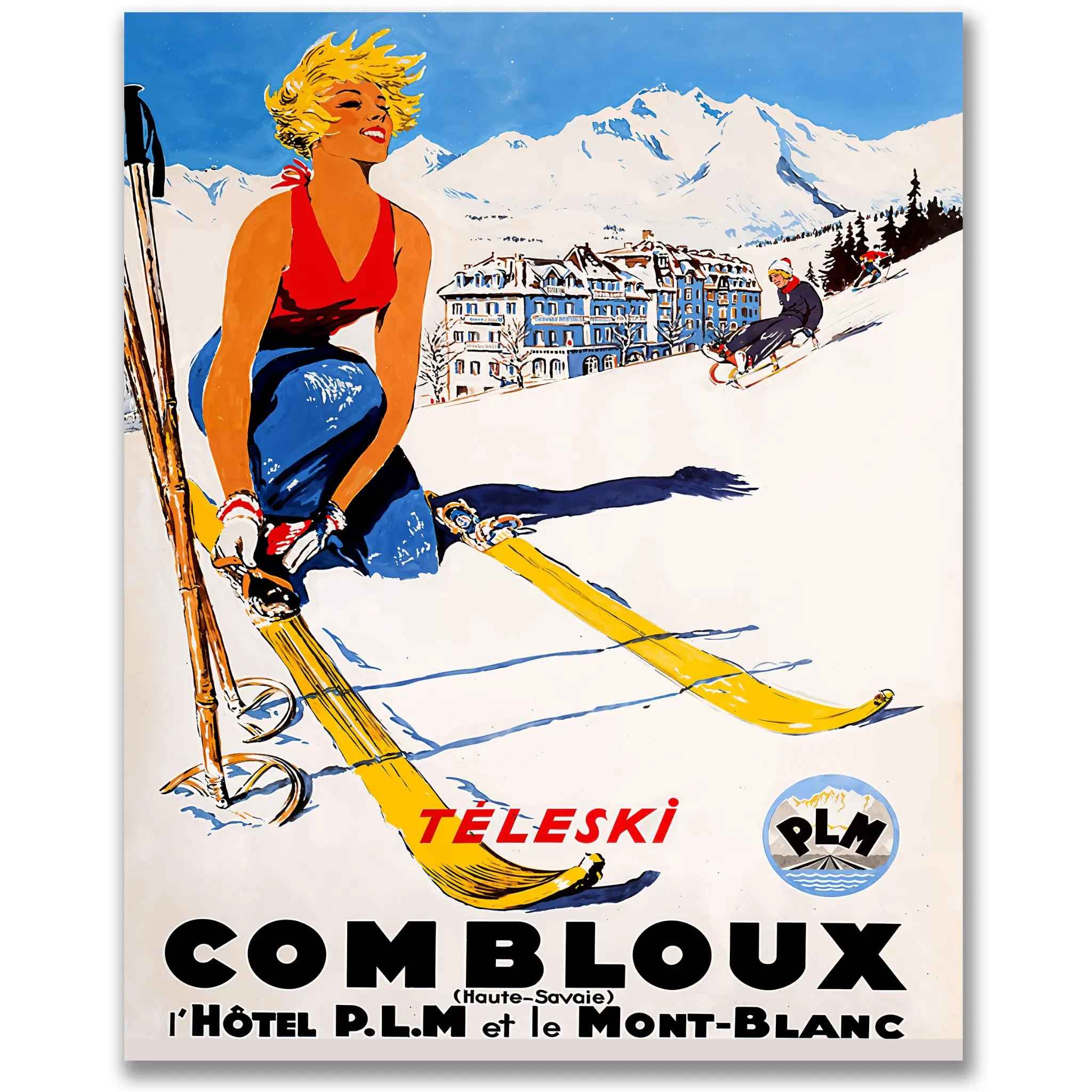 Vintage Combloux Ski Poster - French Alpine Travel Advertisement