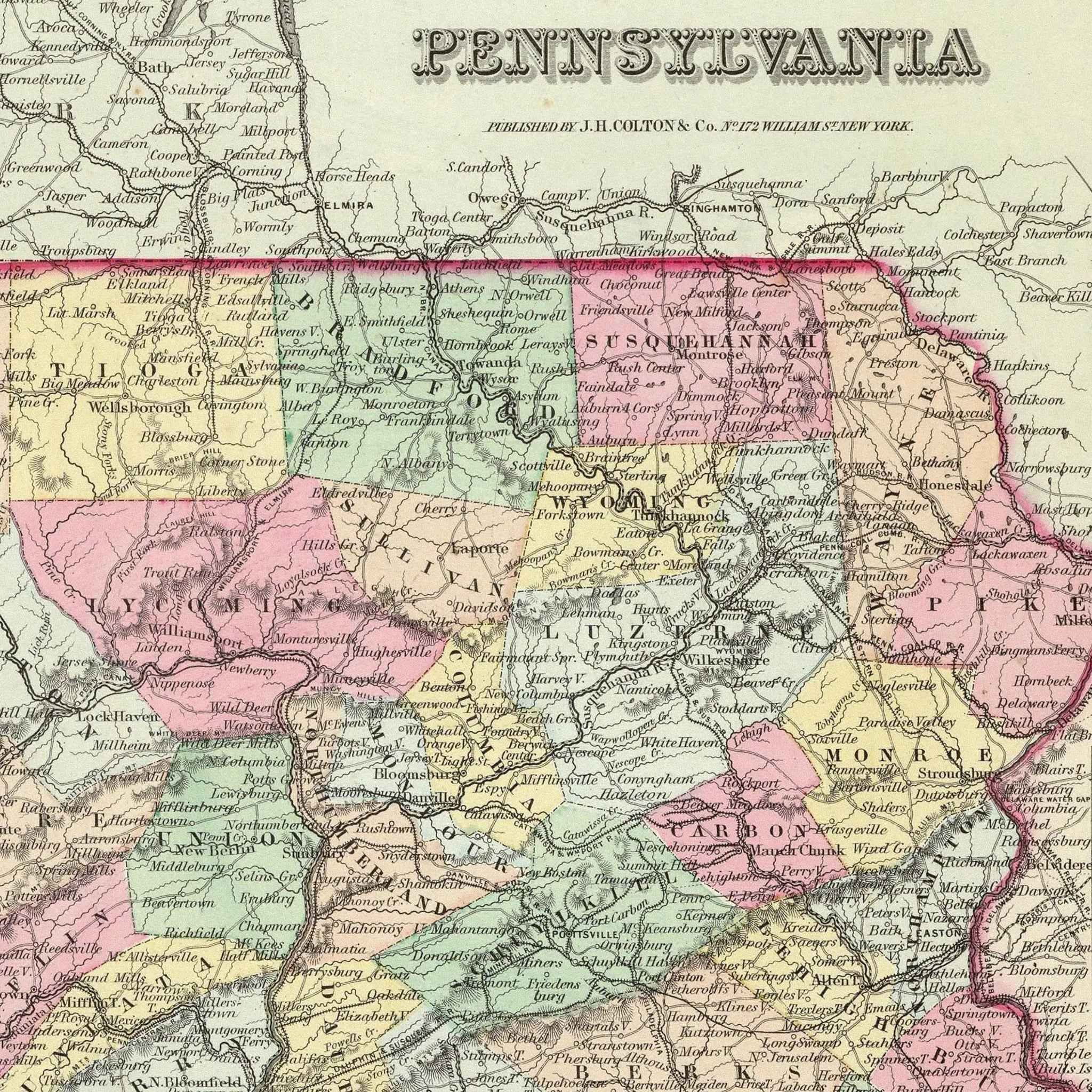 Vintage Pennsylvania Map - Vintage 1856 Colton Historical Map