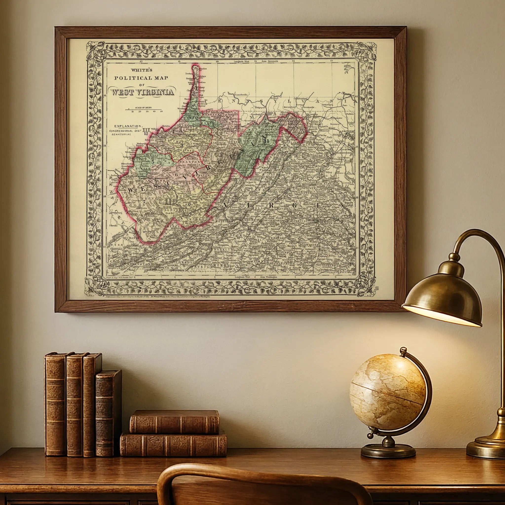 West Virginia Map - Desk Setting