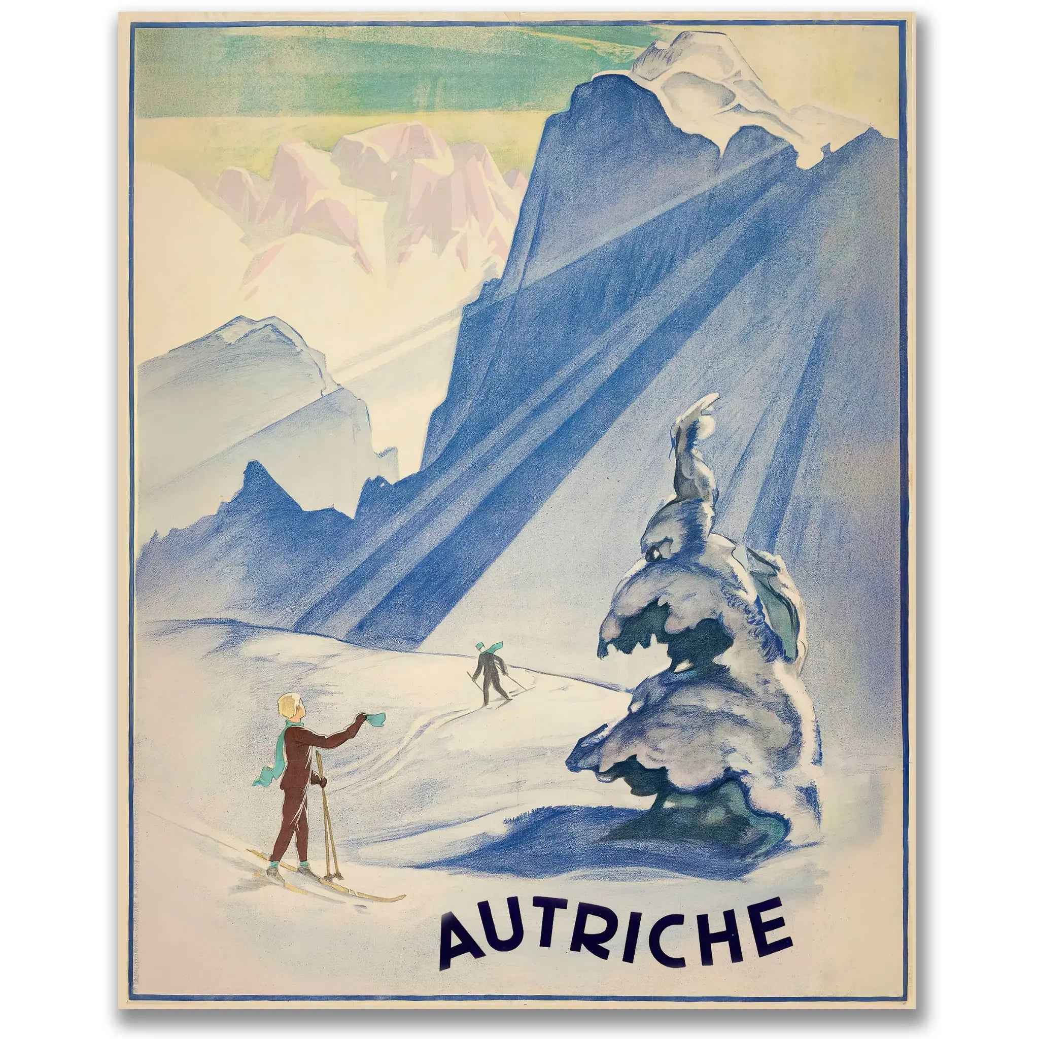Vintage Austrian Ski Poster - AUTRICHE Alpine Adventure for Ski Enthusiasts