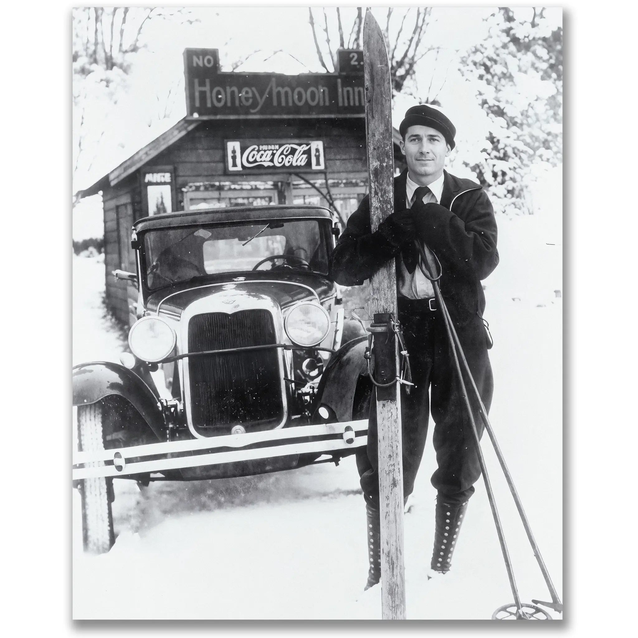 Honeymoon Inn Vintage Skiing - Classic Roadside Winter Sports Photography - Main Image