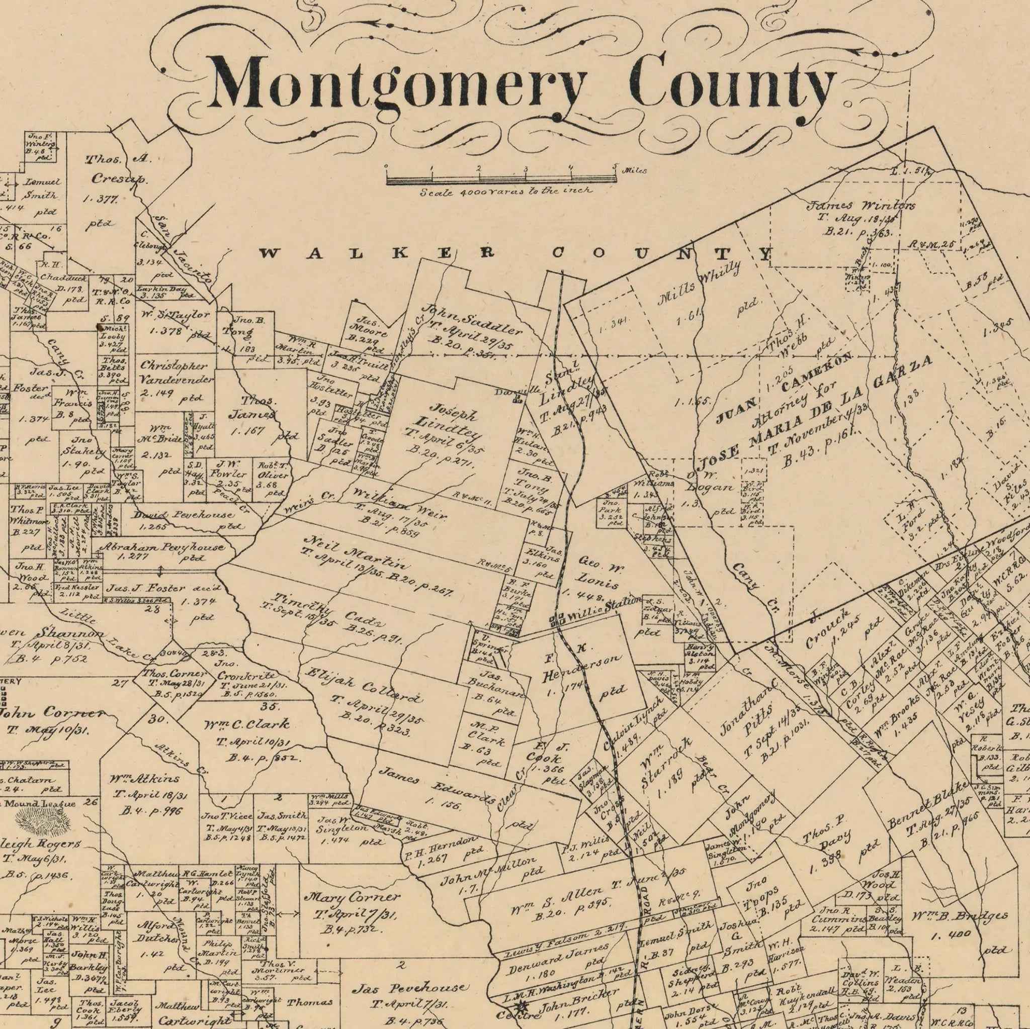 Montgomery County Vintage Map - Authentic 1880 Texas General Land Office Design
