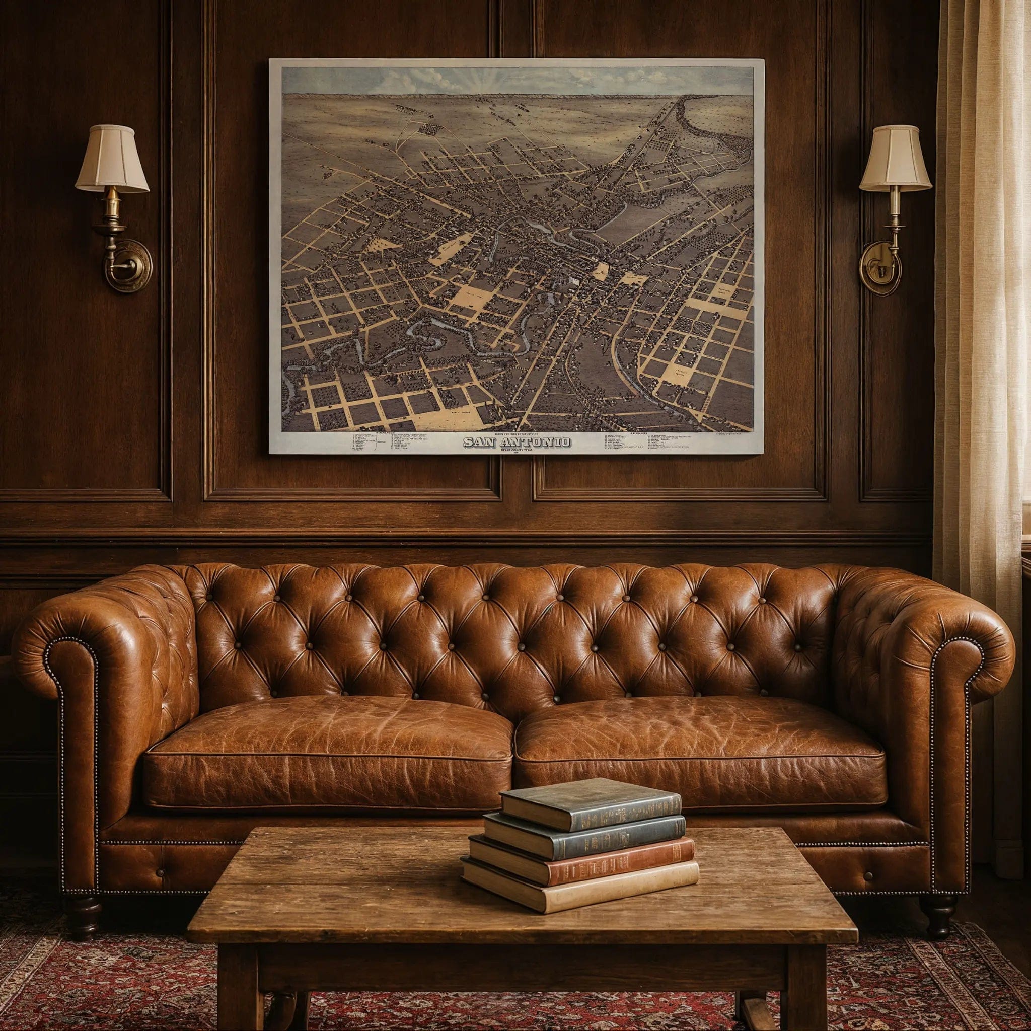 San Antonio Vintage Map - Authentic 1873 Historical City Bird's-Eye View - Archive Prints