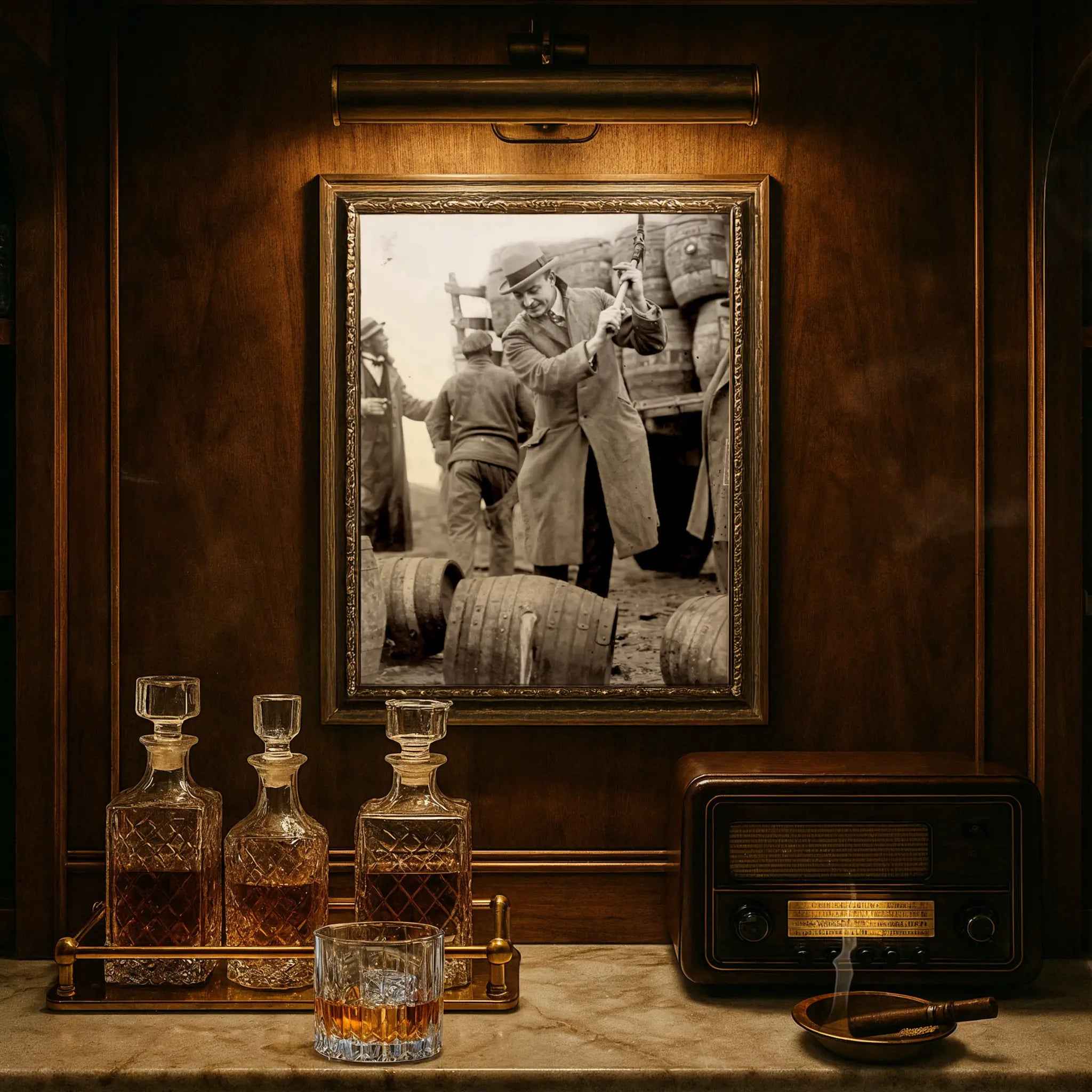 Prohibition Liquor Destruction - Federal Agents Destroying Confiscated Barrels