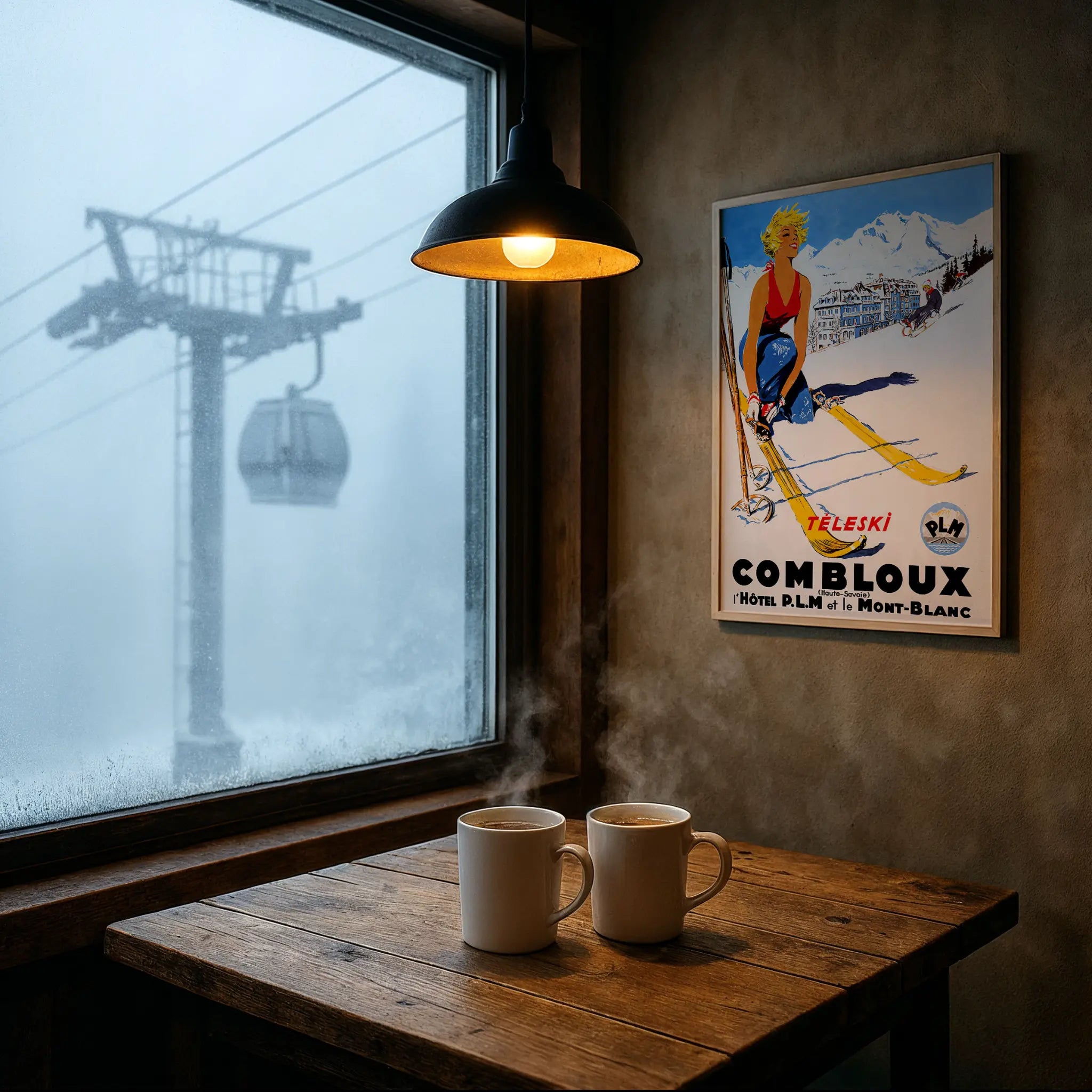 Ski Poster in Foggy Mountain Cafe