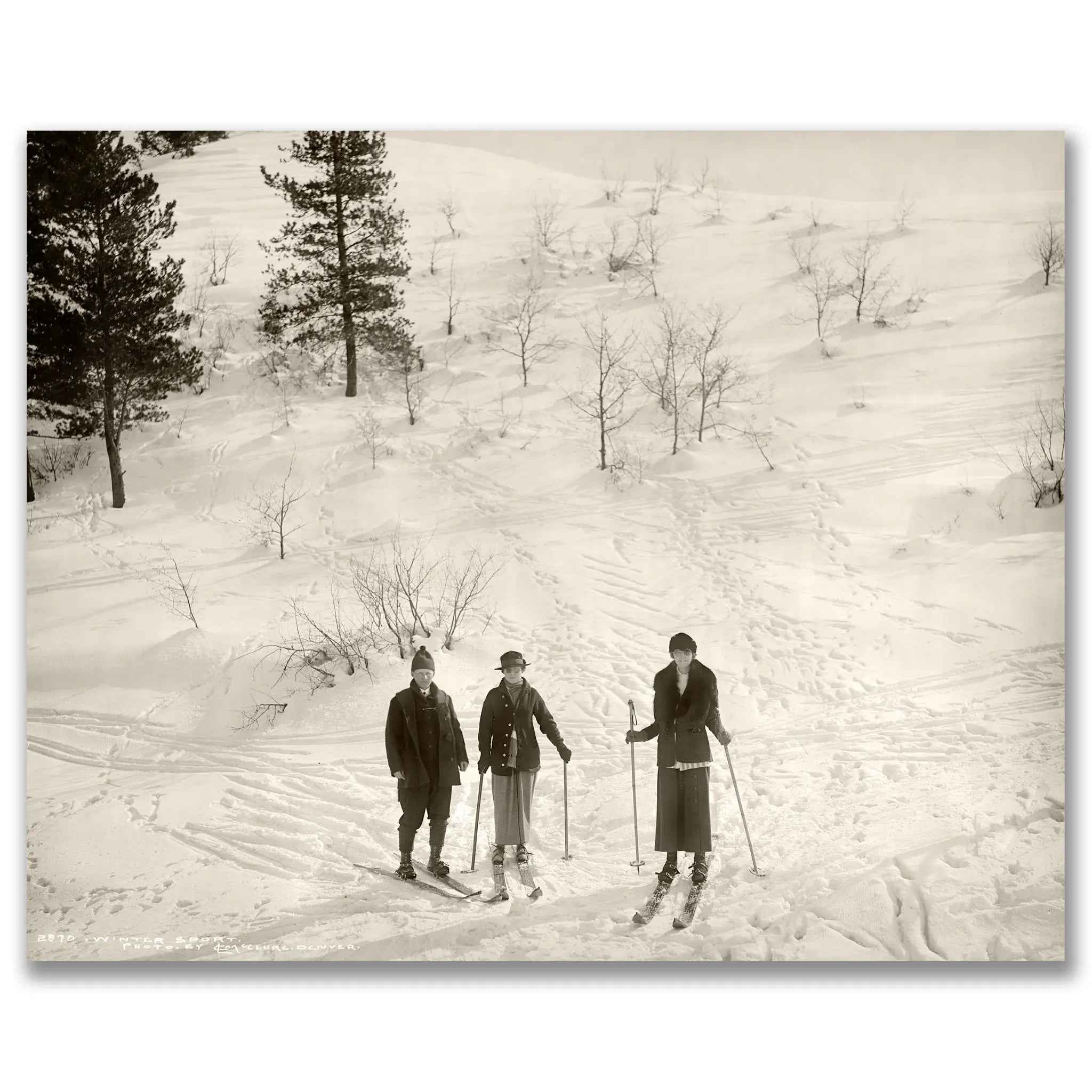 Vintage Three Skiers Photograph - Classic Alpine Elegance in Timeless Style