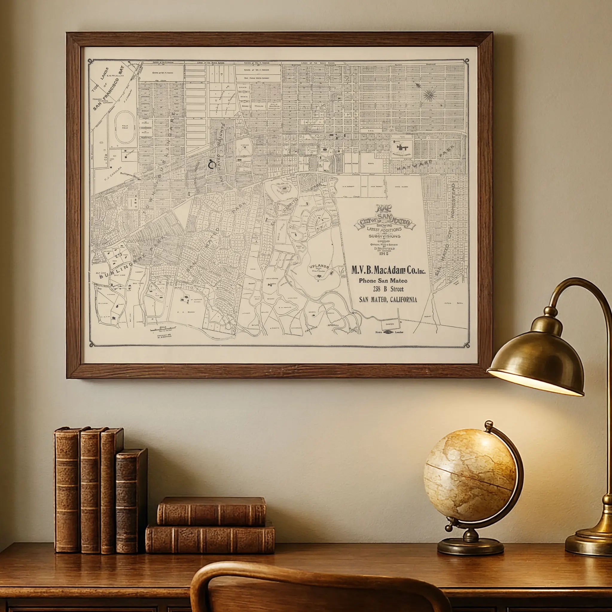 San Mateo Map - Vintage 1912 City Planning & Subdivisions Map