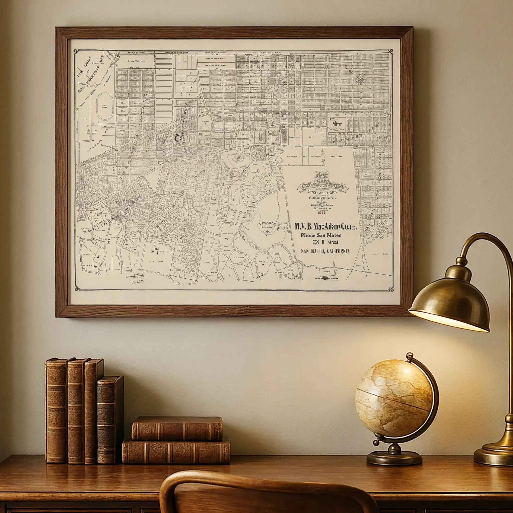 San Mateo Vintage Map - 1912 City Planning & Subdivisions Map