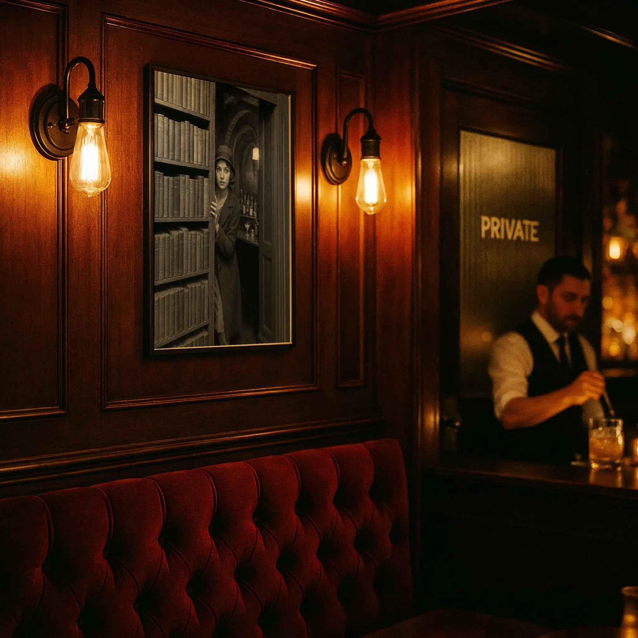 Speakeasy Hidden Door - Historic Secret Bookshelf Entrance Photograph