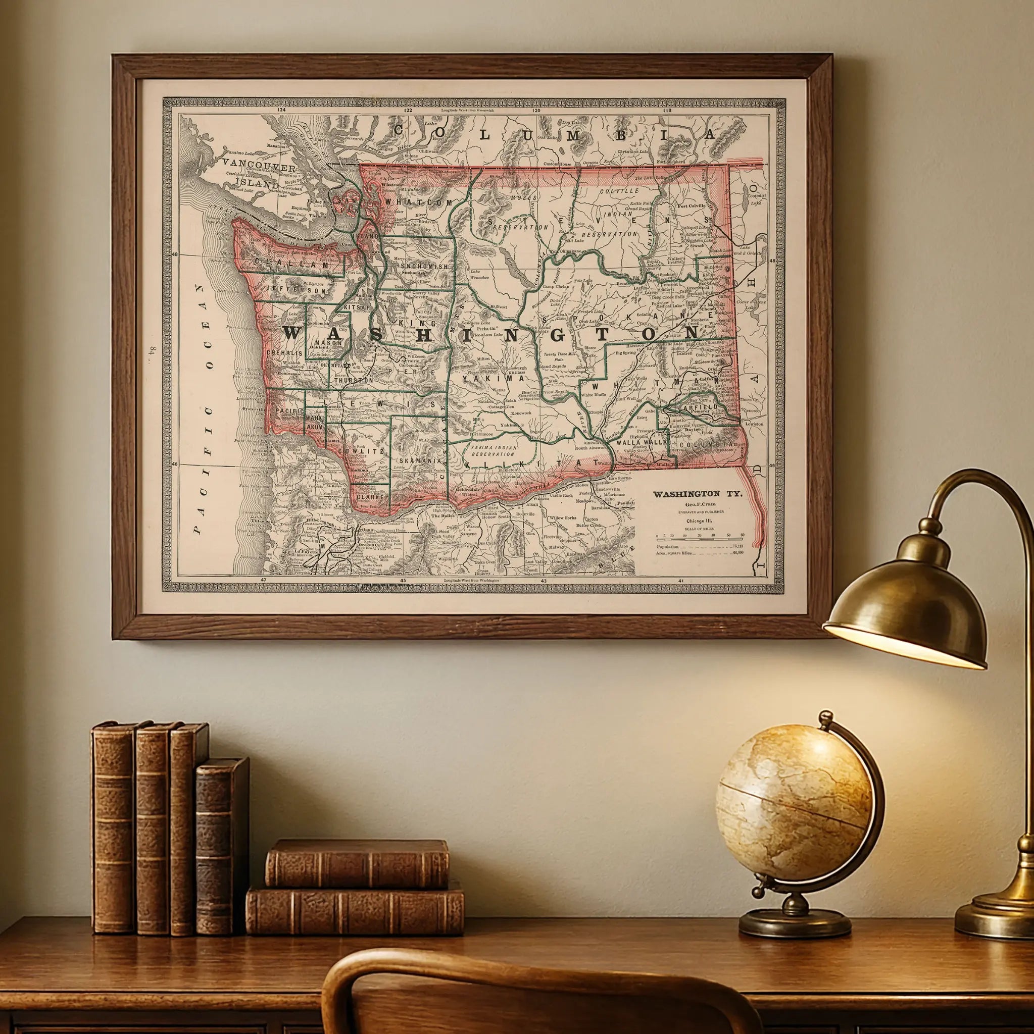 Washington Territory Map - Desk Setting