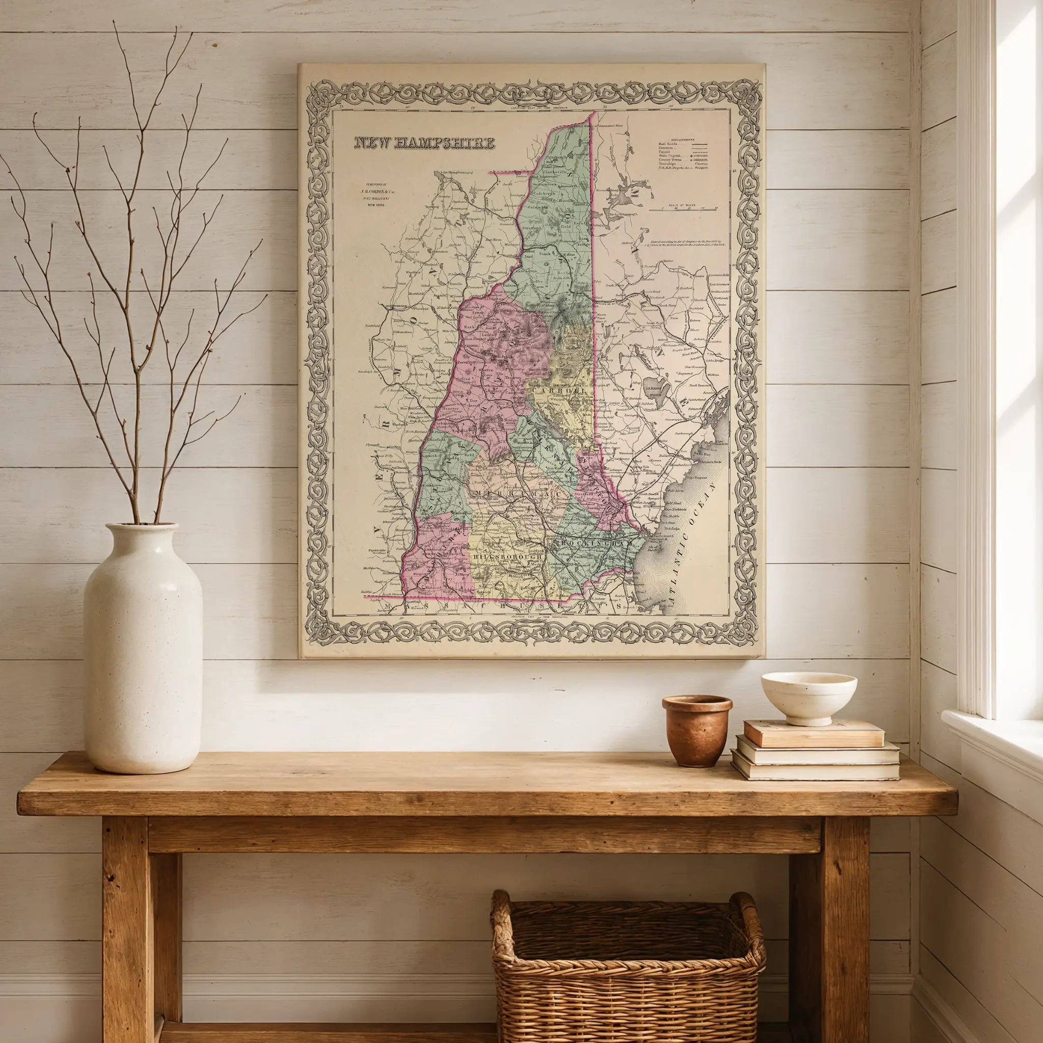New Hampshire Map - Farmhouse Setting