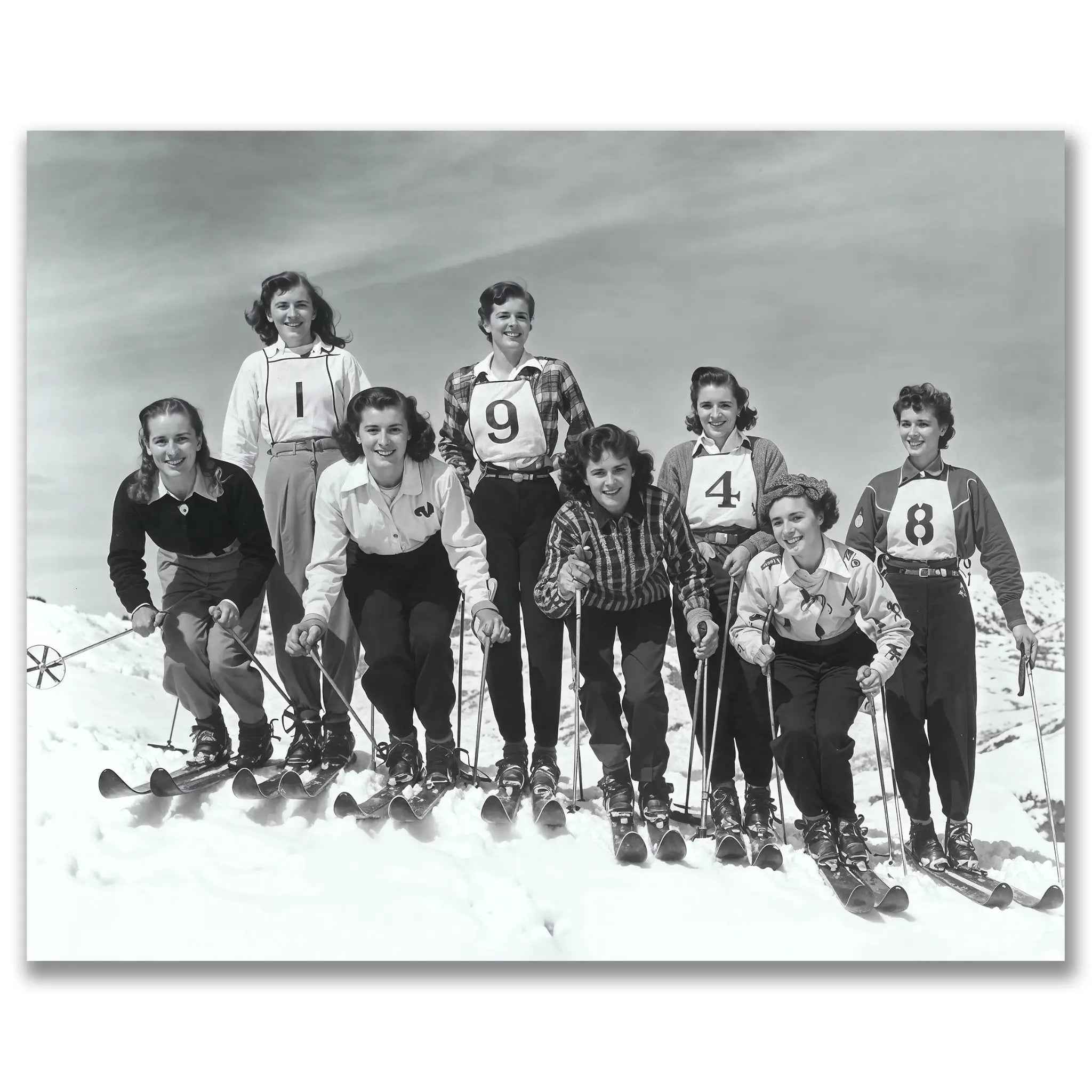 Vintage Skiing Women Competition - Historic Winter Sports Photograph