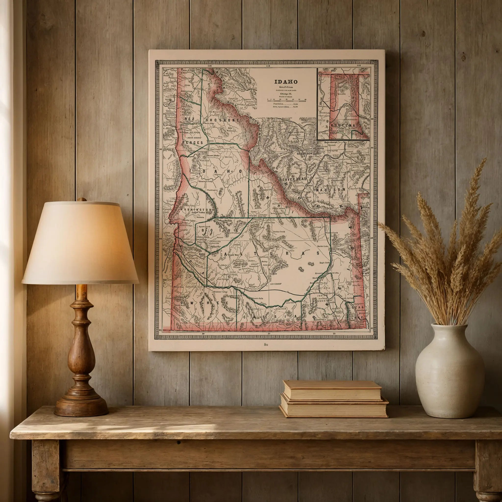 Idaho Map with Barnwood Frame