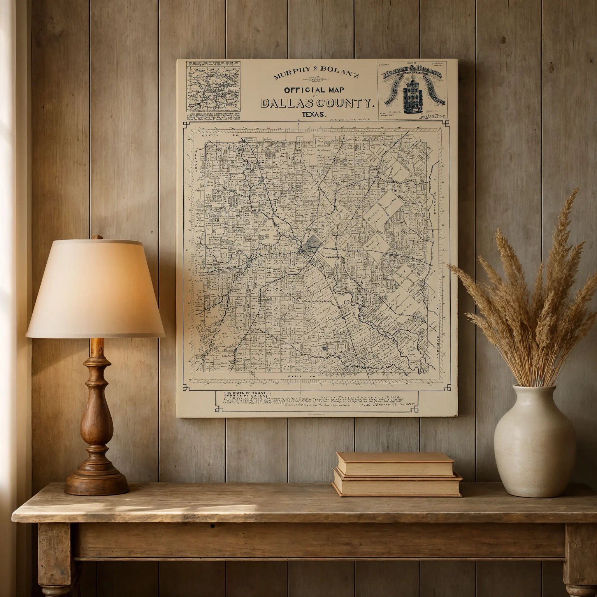 Dallas County Map - Vintage 1886 Official County Map by Murphy & Bolanz