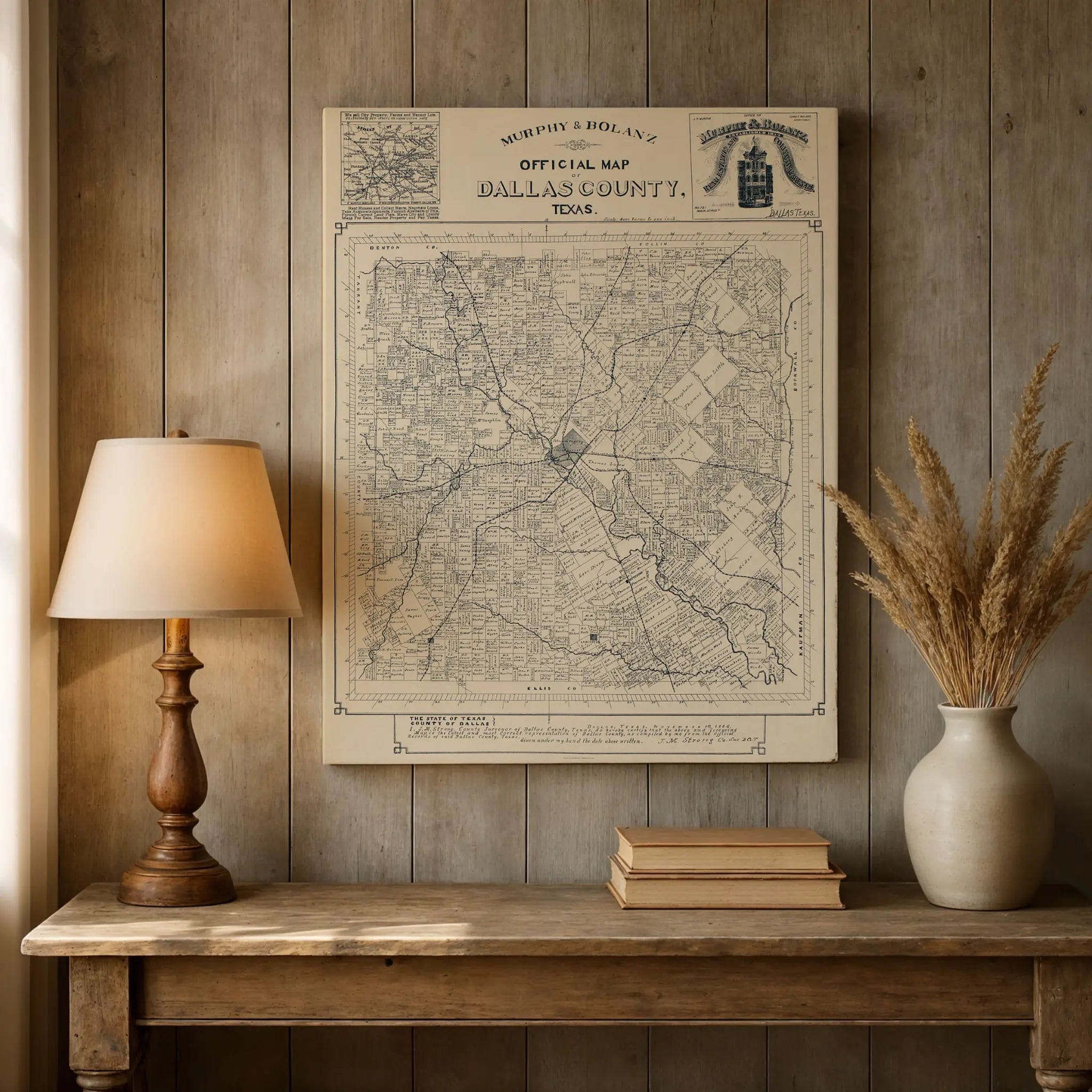 Dallas County Vintage Map 1886 by Murphy & Bolanz - Official Historical Print - Archive Prints