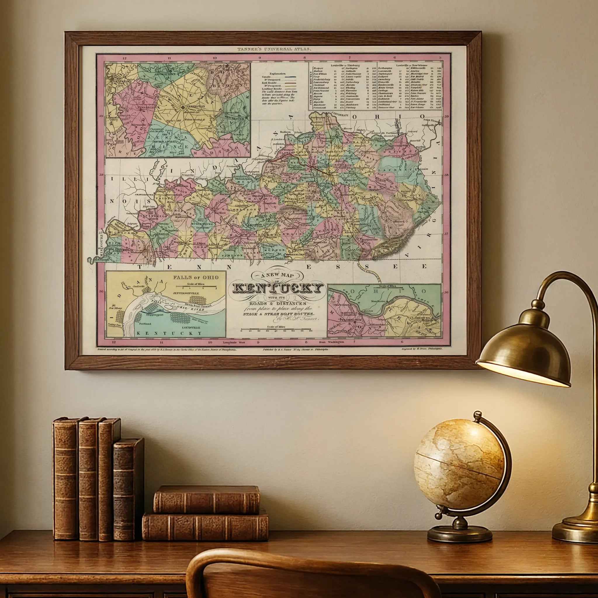 Kentucky Map - Vintage State Map by H.S. Tanner for Collectors