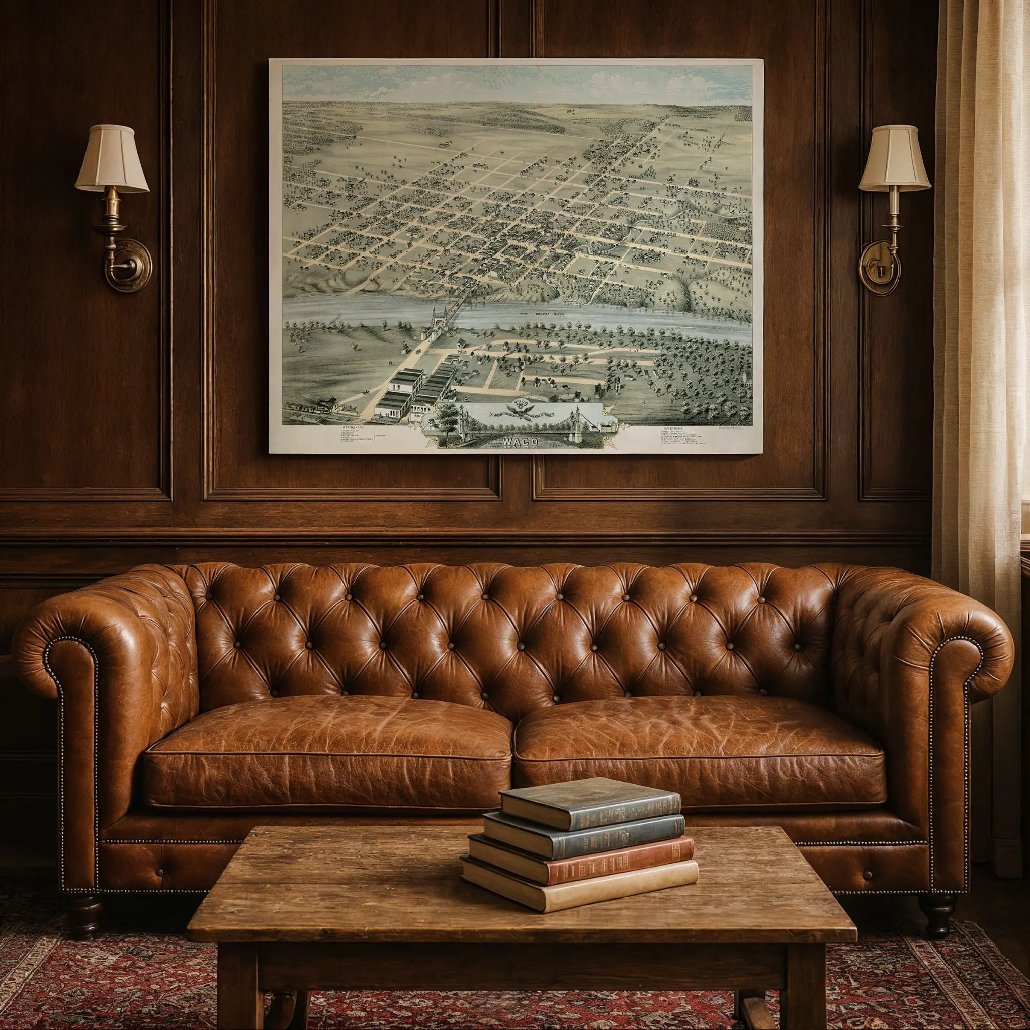 Waco Bird's-Eye Map - Vintage 1873 Texas Historical City Map