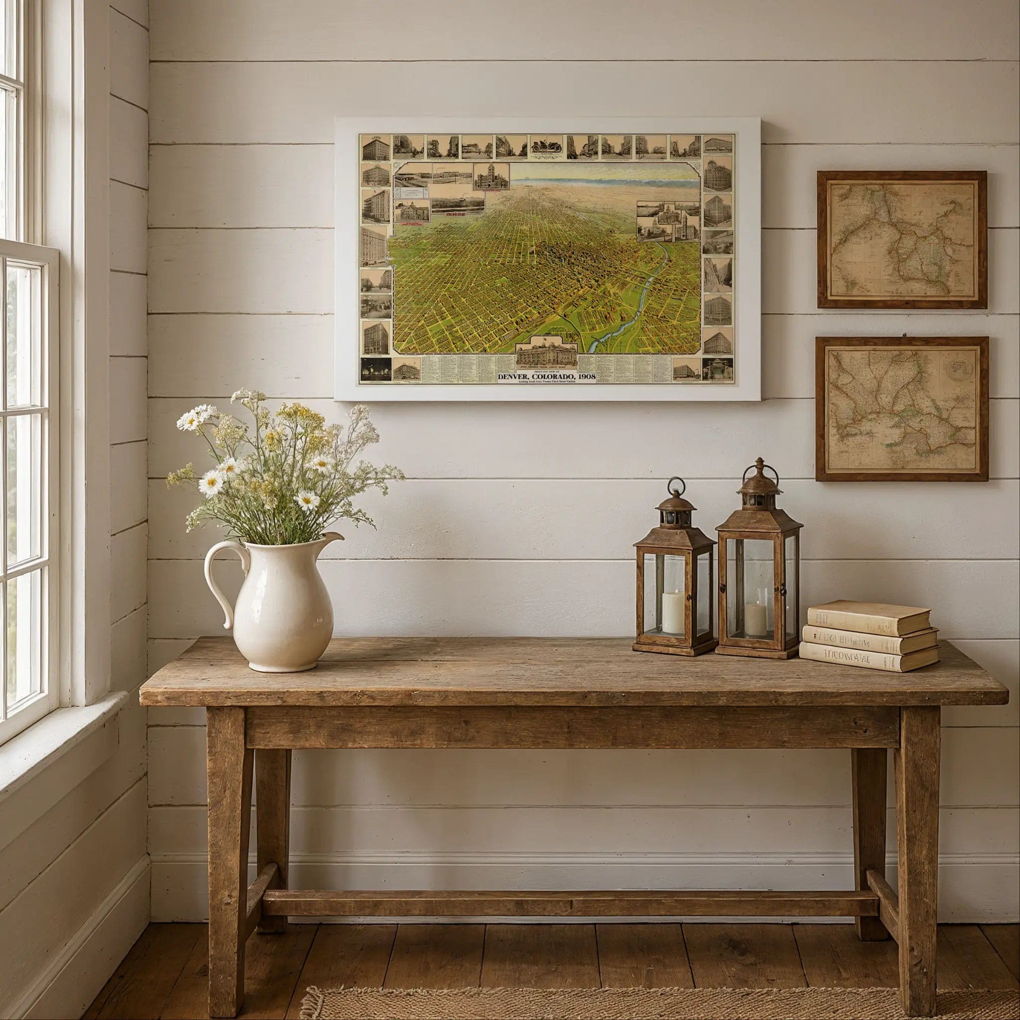 Denver Vintage Bird's-Eye Map - 1908 Colorado Historical City Map - Archive Prints