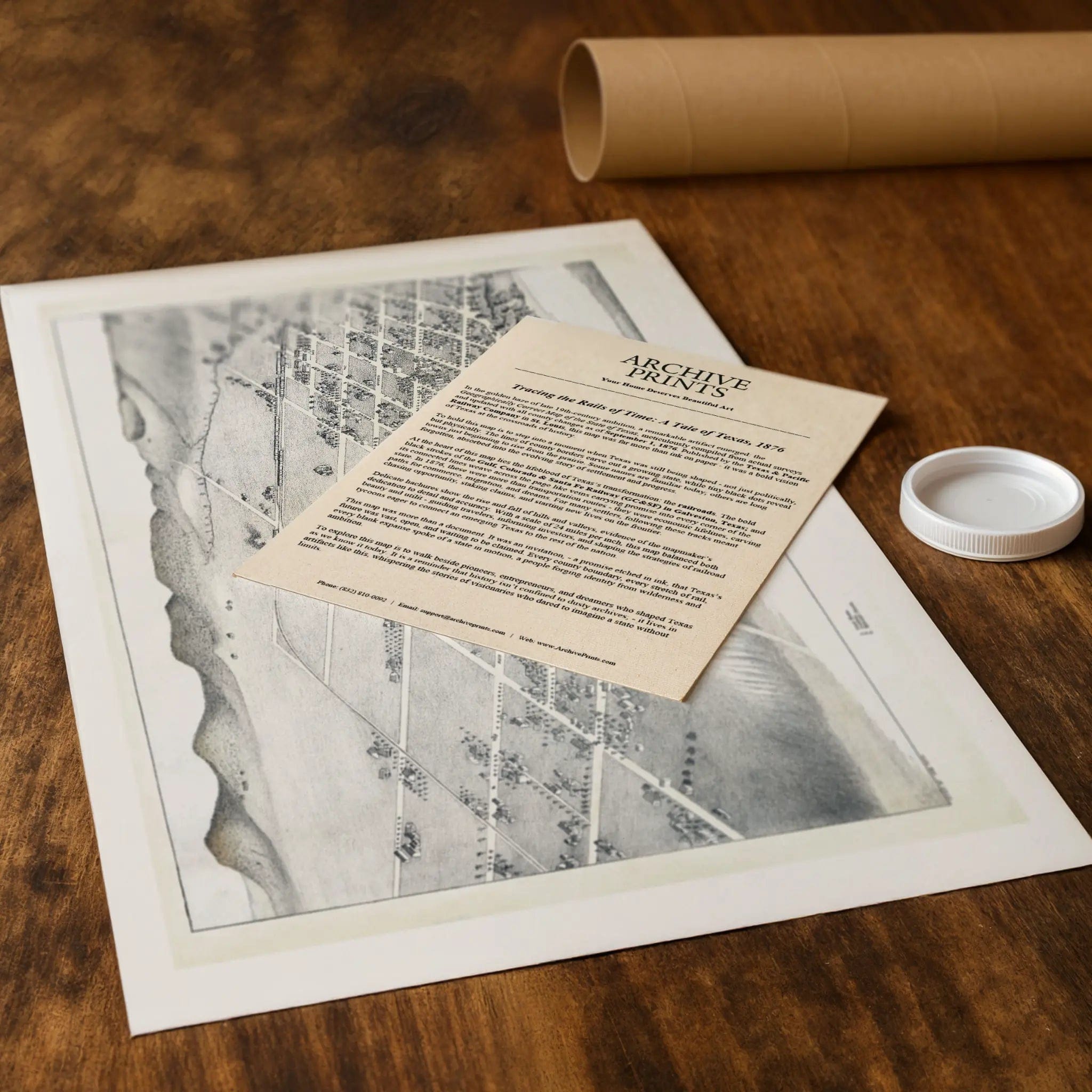 Bastrop Texas Historical Map - Vintage 1887 Koch Central Texas Bird's-Eye View - Archive Prints