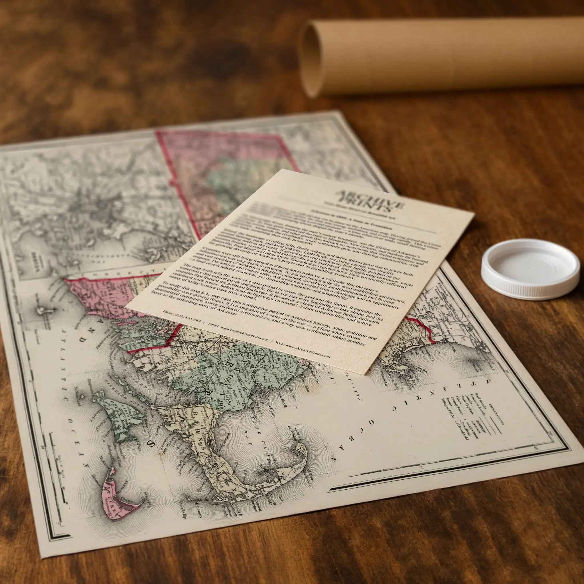 Massachusetts & Rhode Island Map - Vintage State Map by O.W. Gray for Collectors