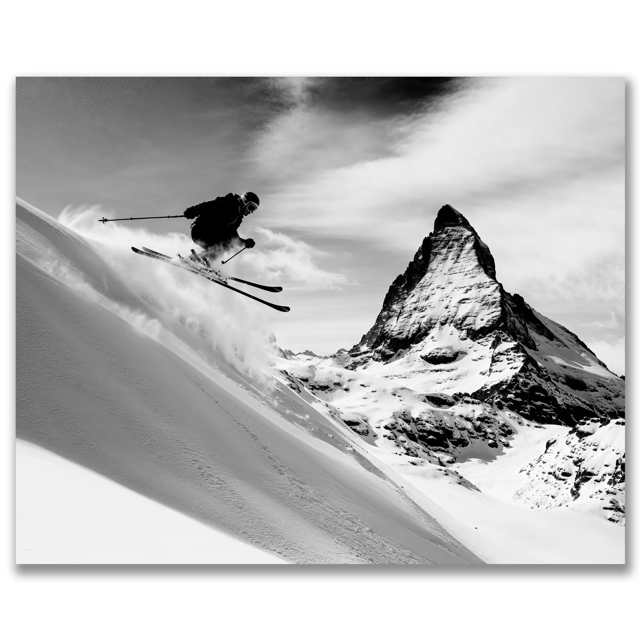 Vintage Skier Jumping with Matterhorn - Main Image