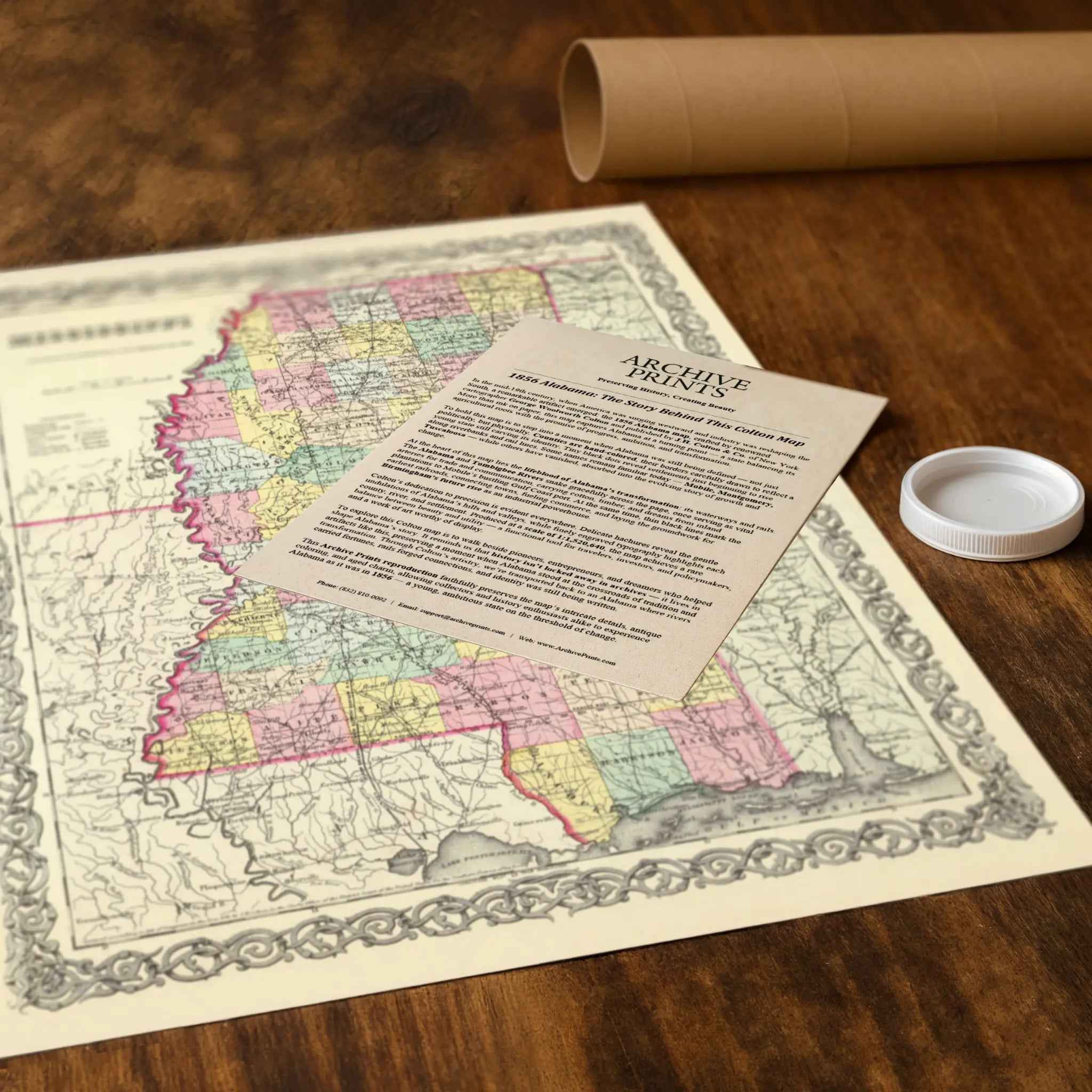 Mississippi Map - Vintage 1856 Colton Historical Art Print