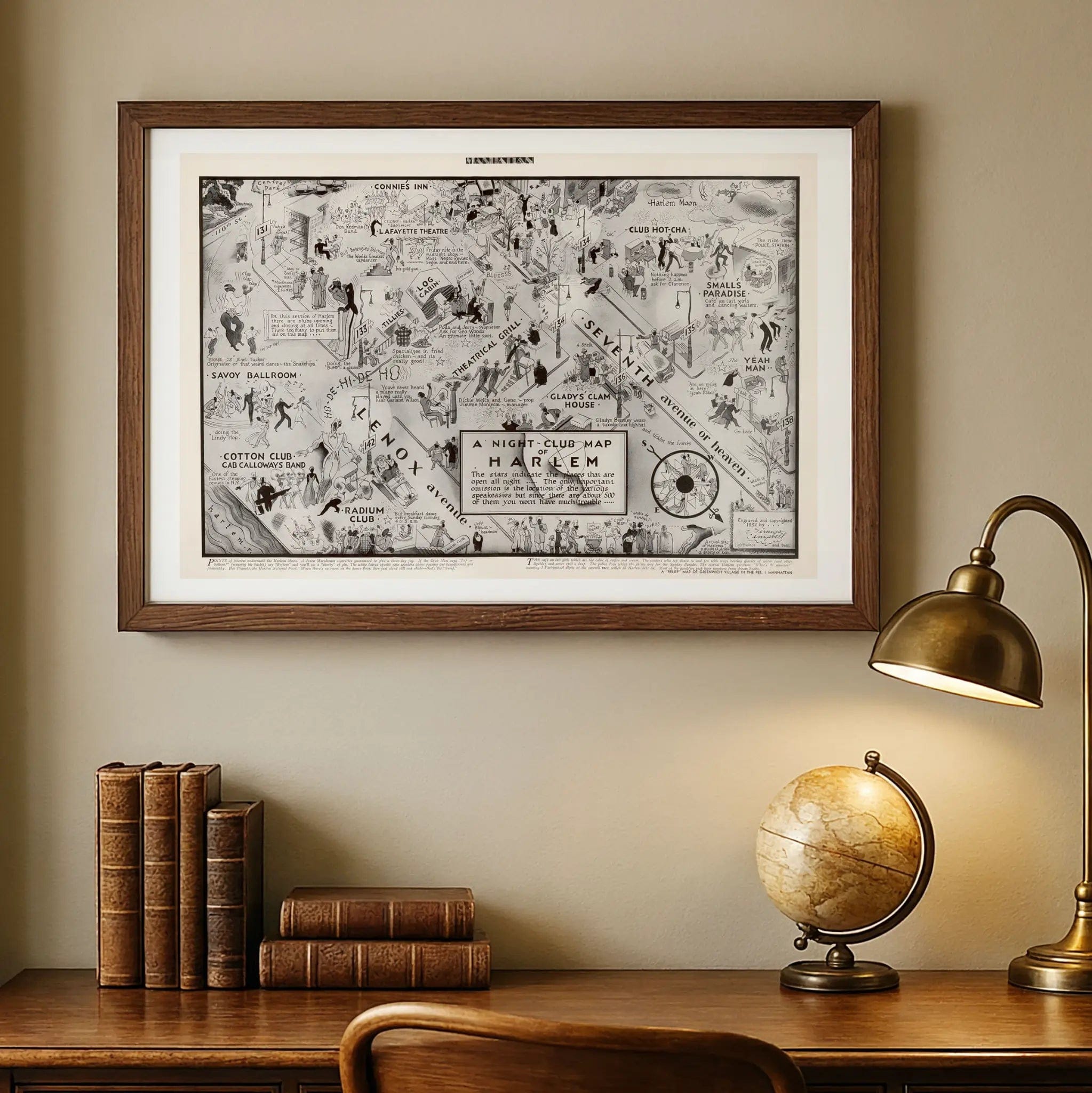 Harlem Nightclub Map 1932 - Vintage Jazz Age Entertainment Guide