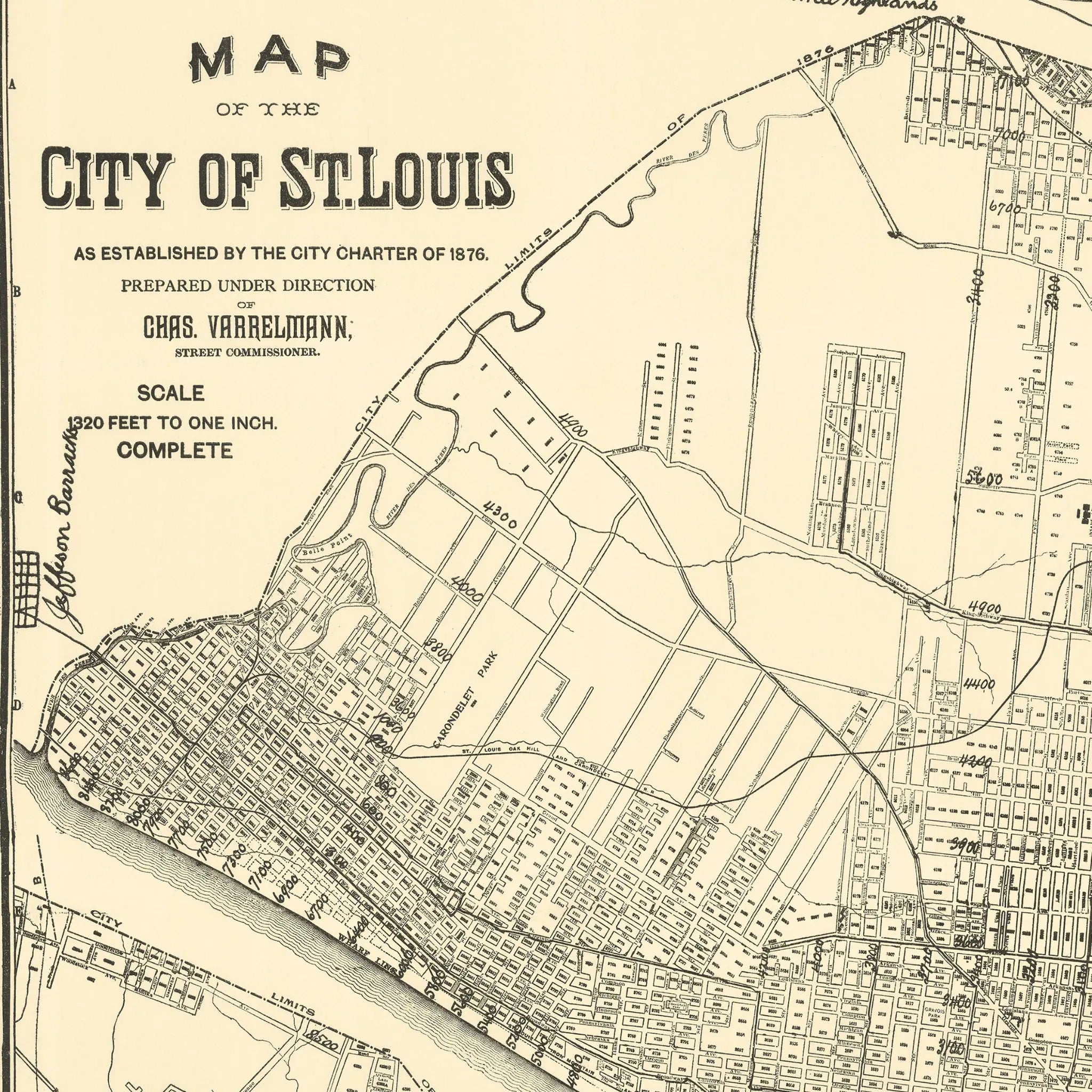 St. Louis Map - Vintage 1876 City Charter Map by Charles Varrelmann
