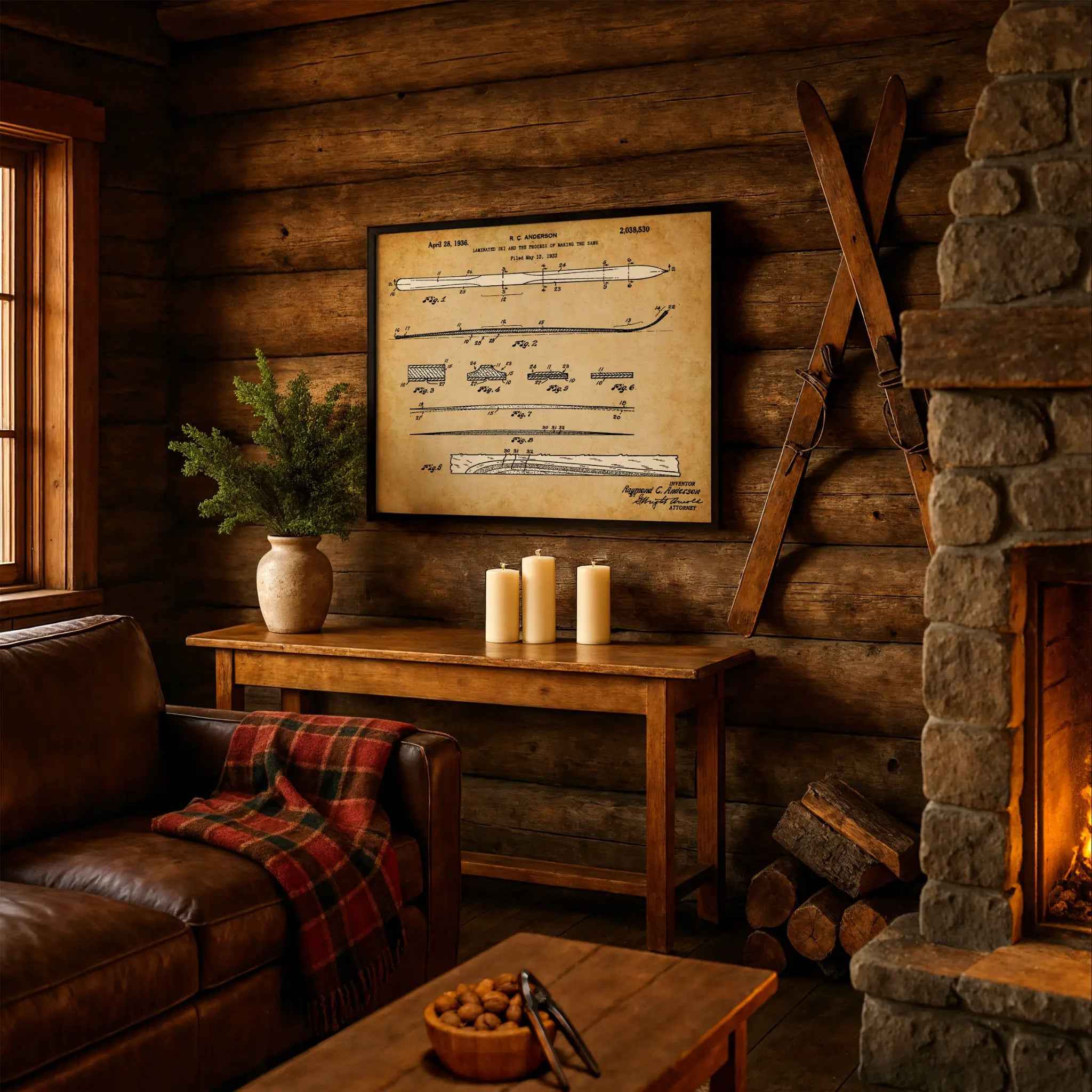 Vintage Ski Patent by R.C. Anderson - Classic Innovation Blueprint